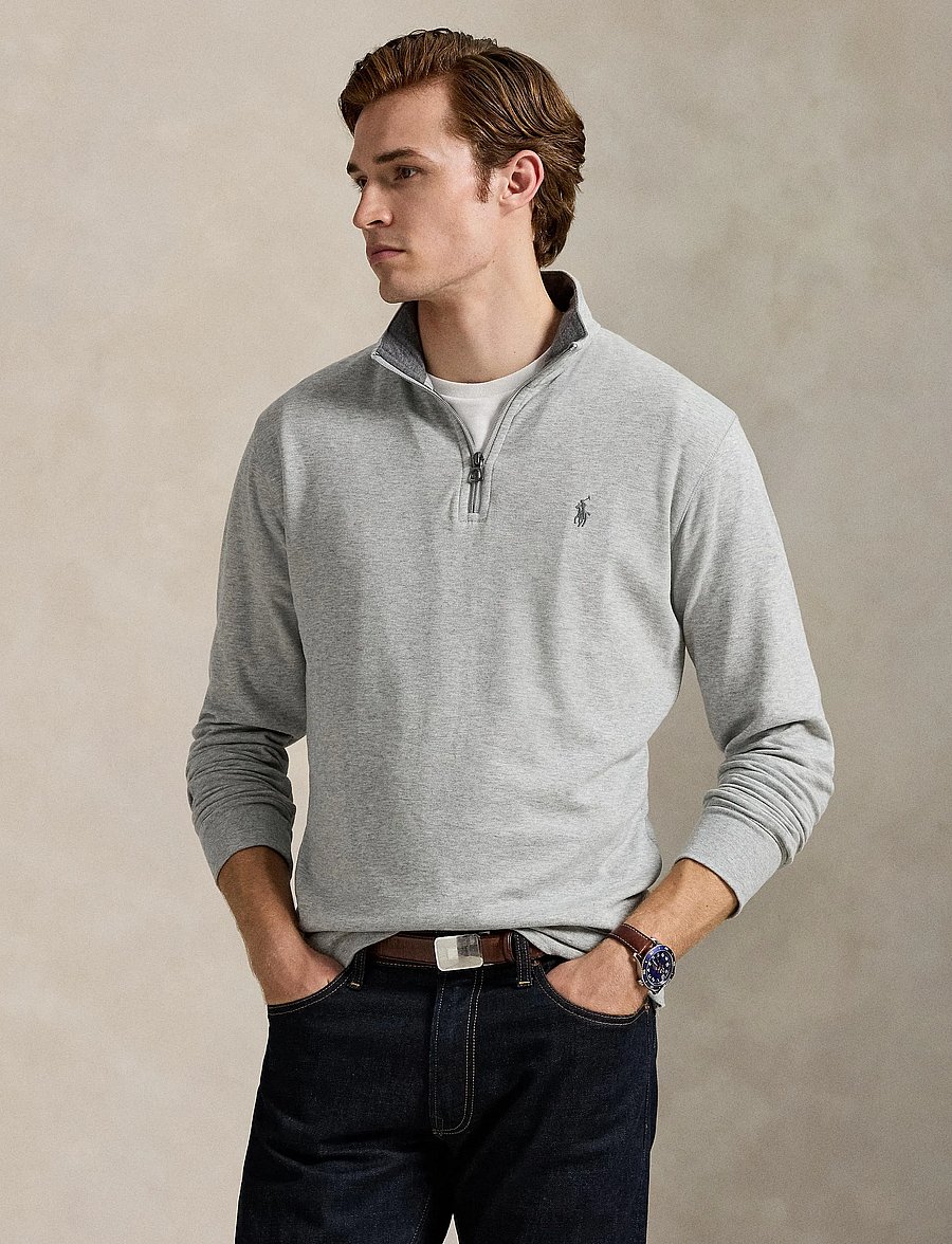 Polo Ralph Lauren - Luxury Jersey Quarter-Zip Pullover - half zip - andover heather/c - 3