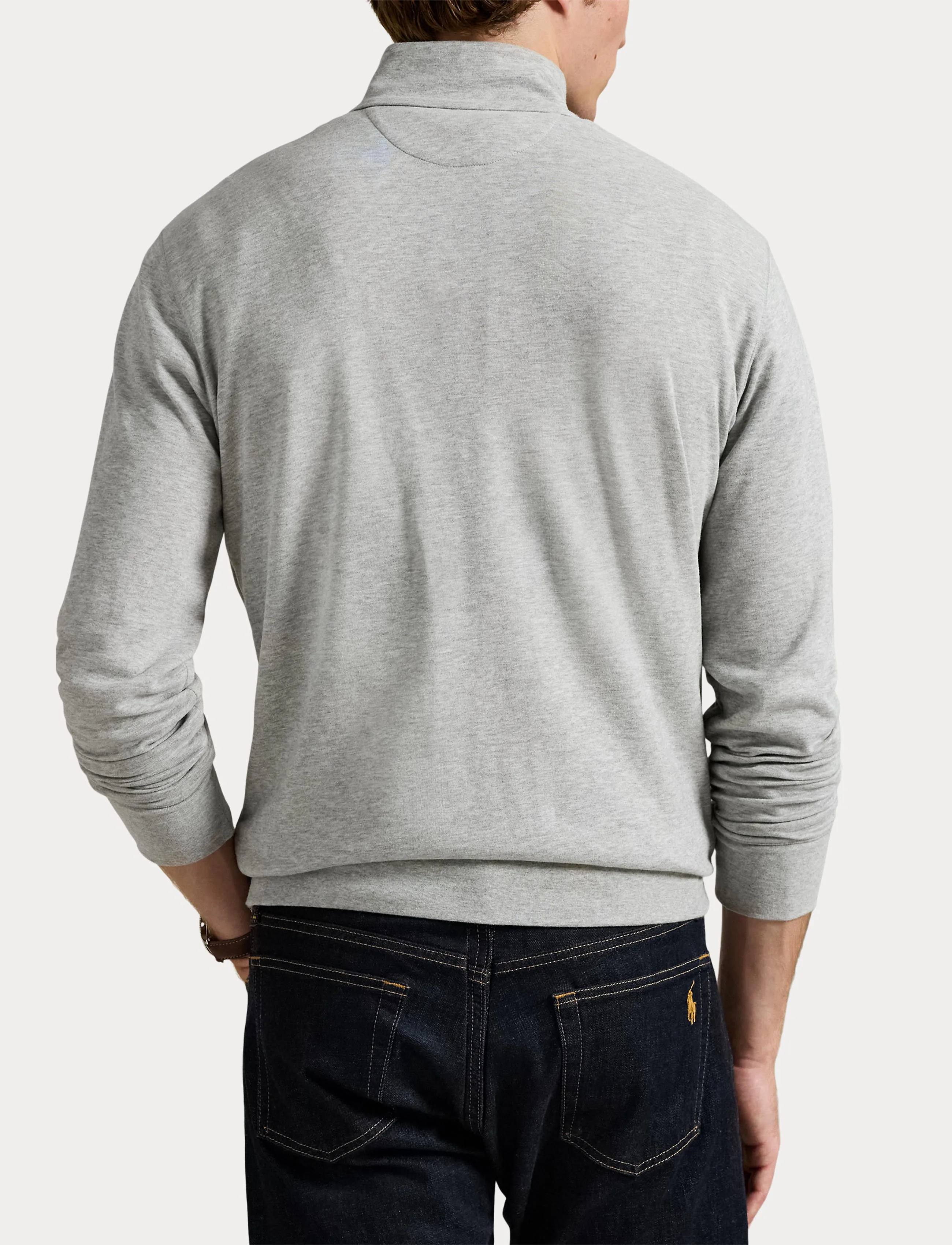 Polo Ralph Lauren DOUBLE KNIT JERSEY-LSL-KNT - Pullover mit halbem Reißverschluss - ANDOVER HEATHER/C / grey