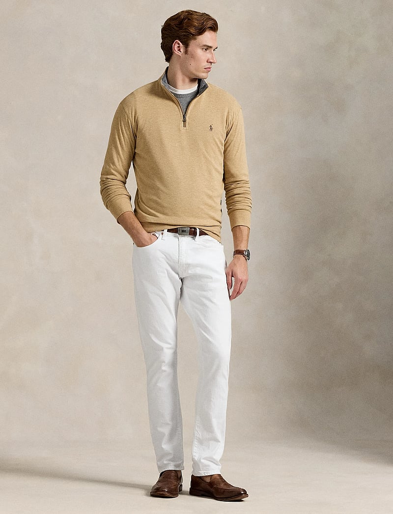 Polo Ralph Lauren - Luxury Jersey Quarter-Zip Pullover - half zip-trøjer - classic camel hea - 0