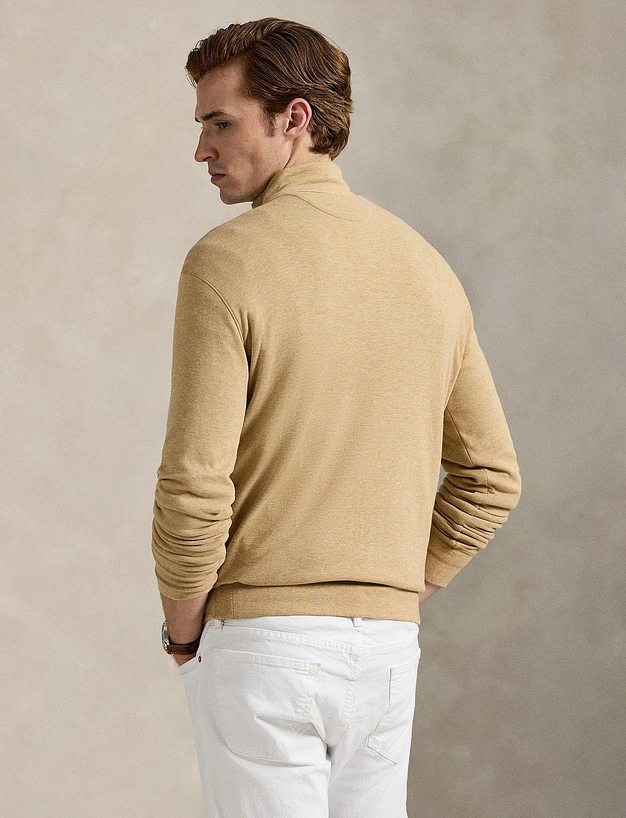Polo Ralph Lauren - Luxury Jersey Quarter-Zip Pullover - half zip-tröjor - classic camel hea - 3