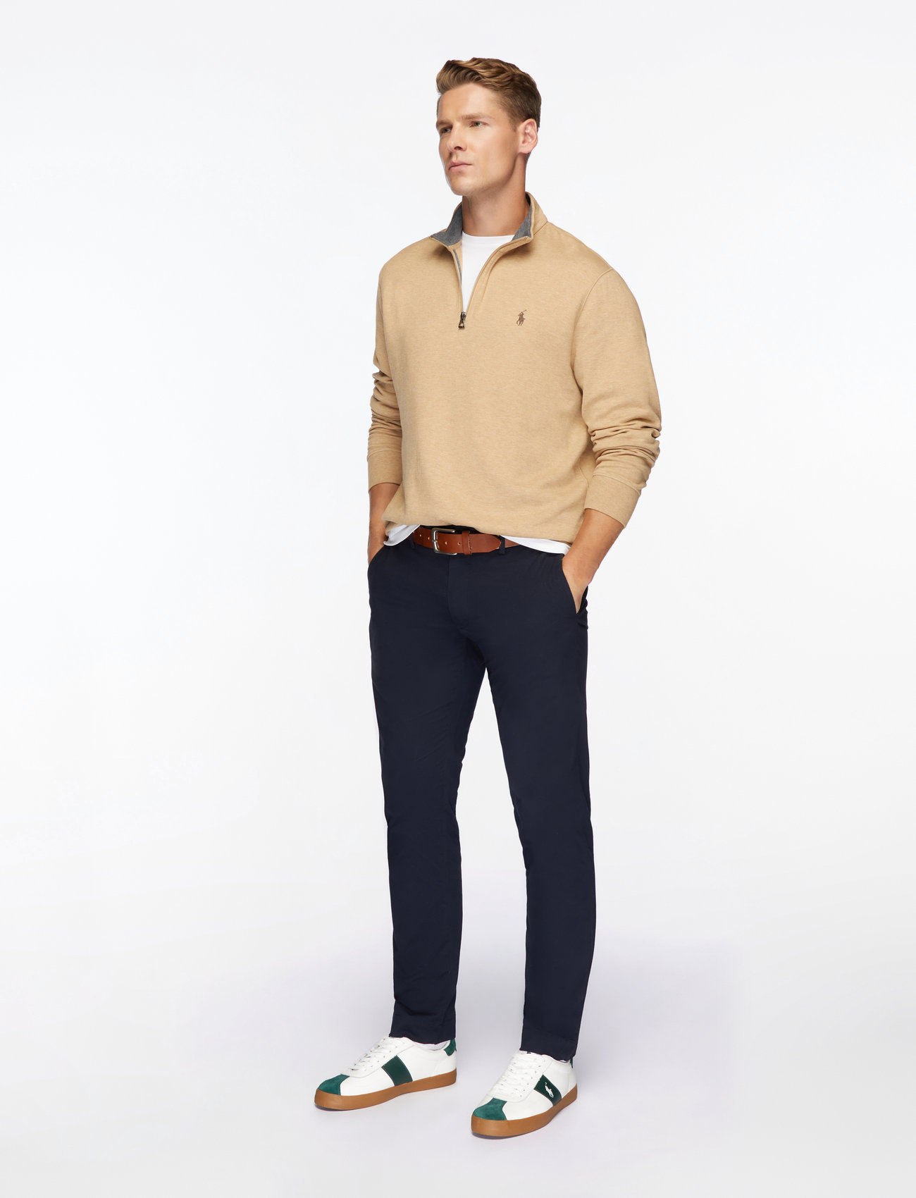 Polo Ralph Lauren - Luxury Jersey Quarter-Zip Pullover - shoppa efter tillfälle - classic camel hea - 3
