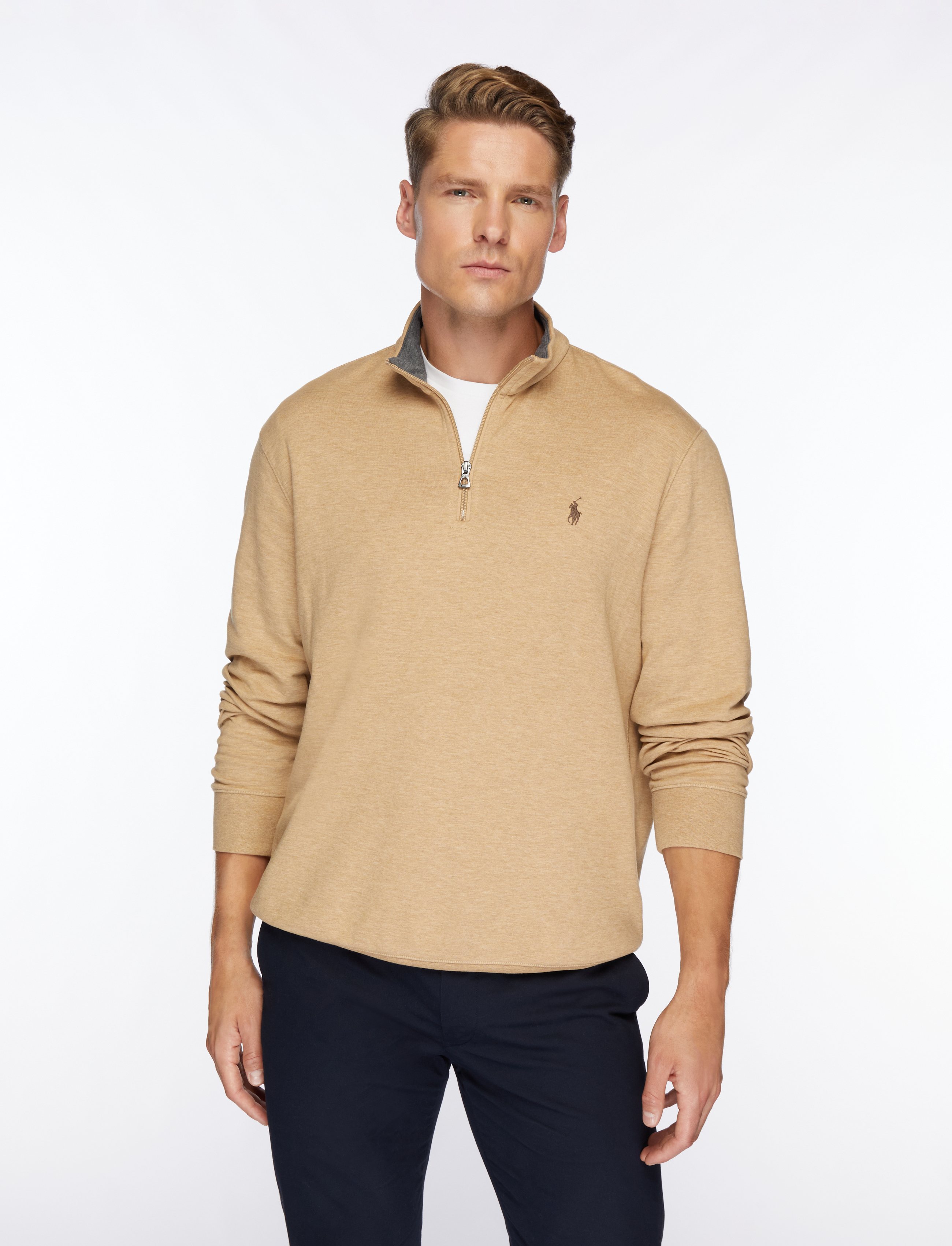 Polo Ralph Lauren Luxury Jersey Quarter-Zip Pullover - Sweatshirts - CLASSIC CAMEL HEA / beige