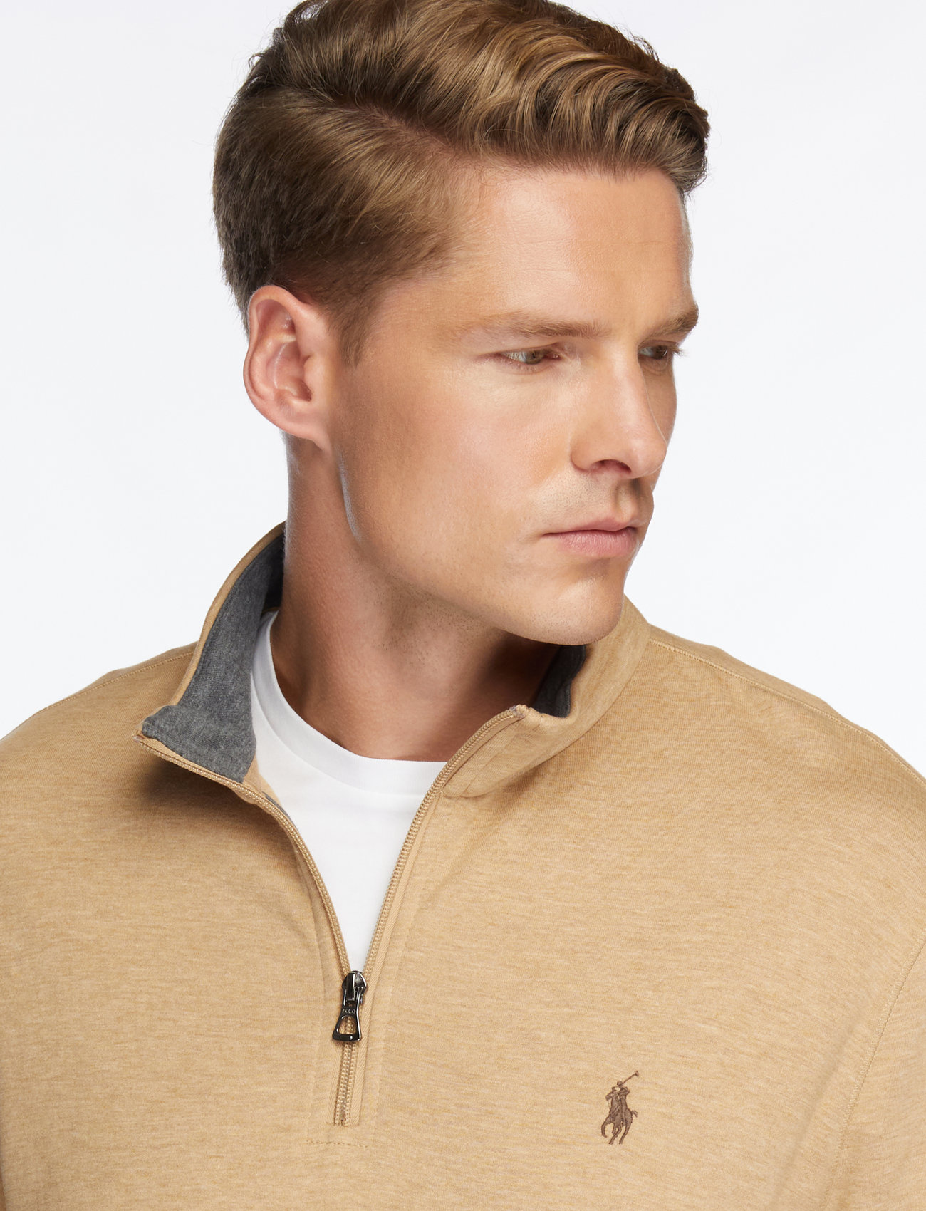 Polo Ralph Lauren - Luxury Jersey Quarter-Zip Pullover - shoppa efter tillfälle - classic camel hea - 5