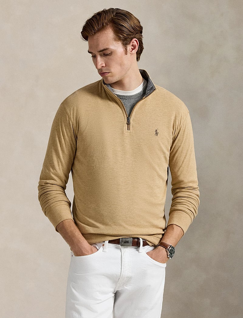Polo Ralph Lauren - Luxury Jersey Quarter-Zip Pullover - half zip-trøjer - classic camel hea - 4