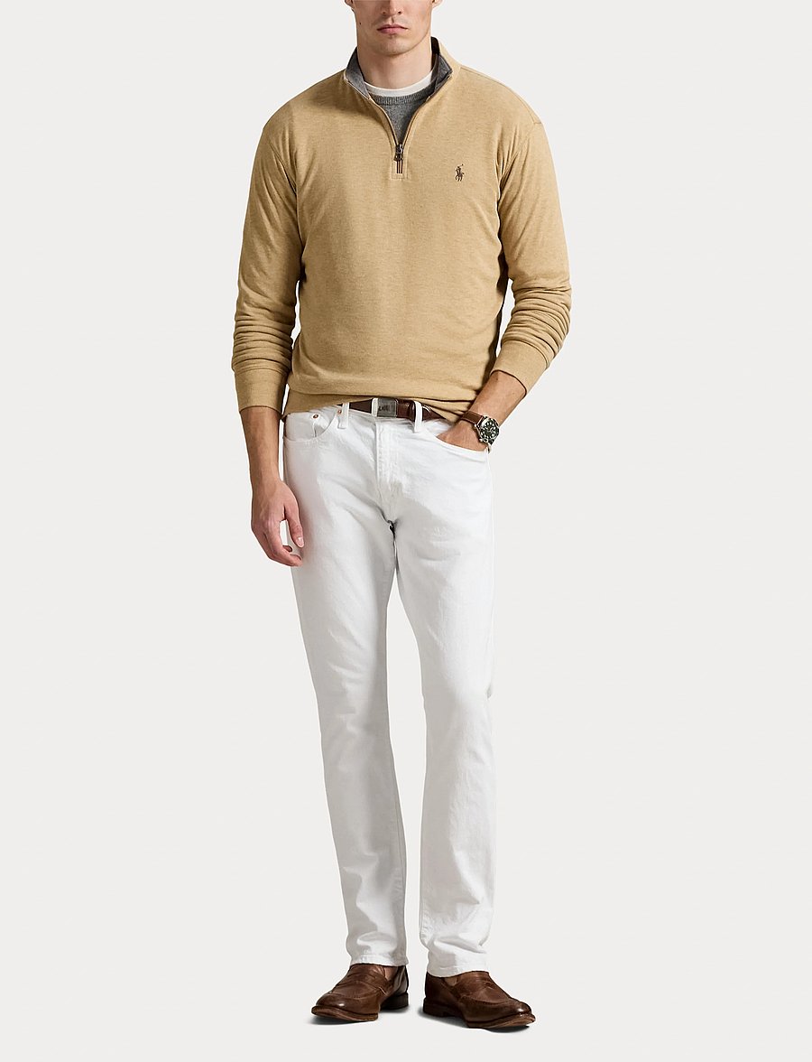 Polo Ralph Lauren - Luxury Jersey Quarter-Zip Pullover - half zip-tröjor - classic camel hea - 5