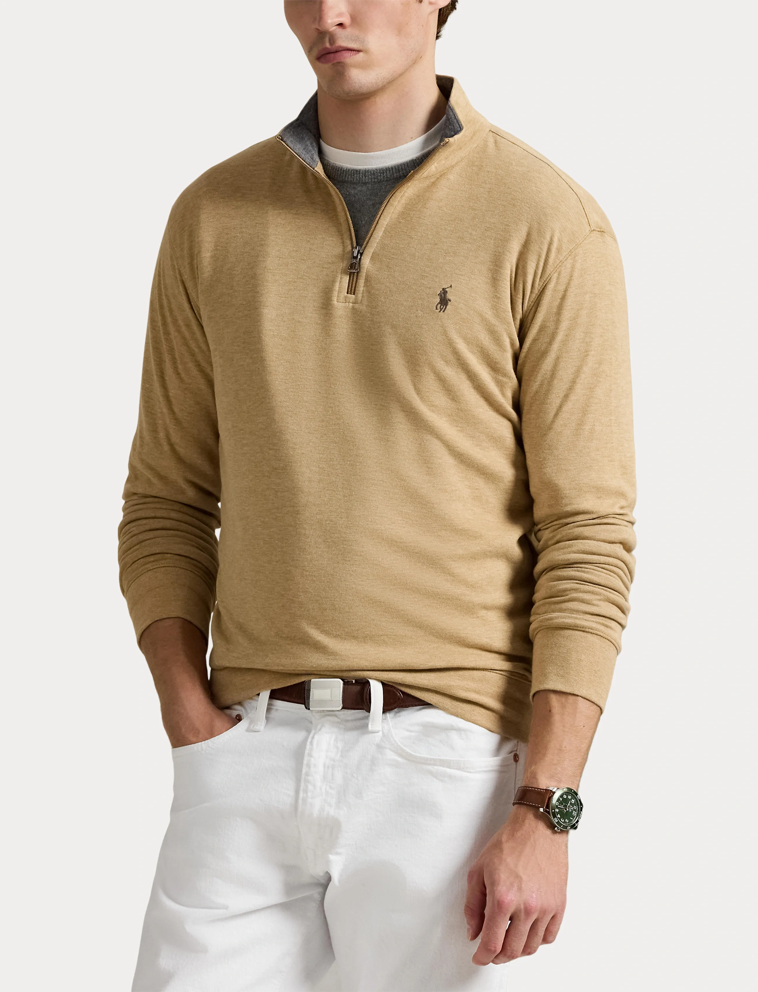 Polo Ralph Lauren Luxury Jersey Quarter-Zip Pullover långärmade t-shirts herr – bild 5