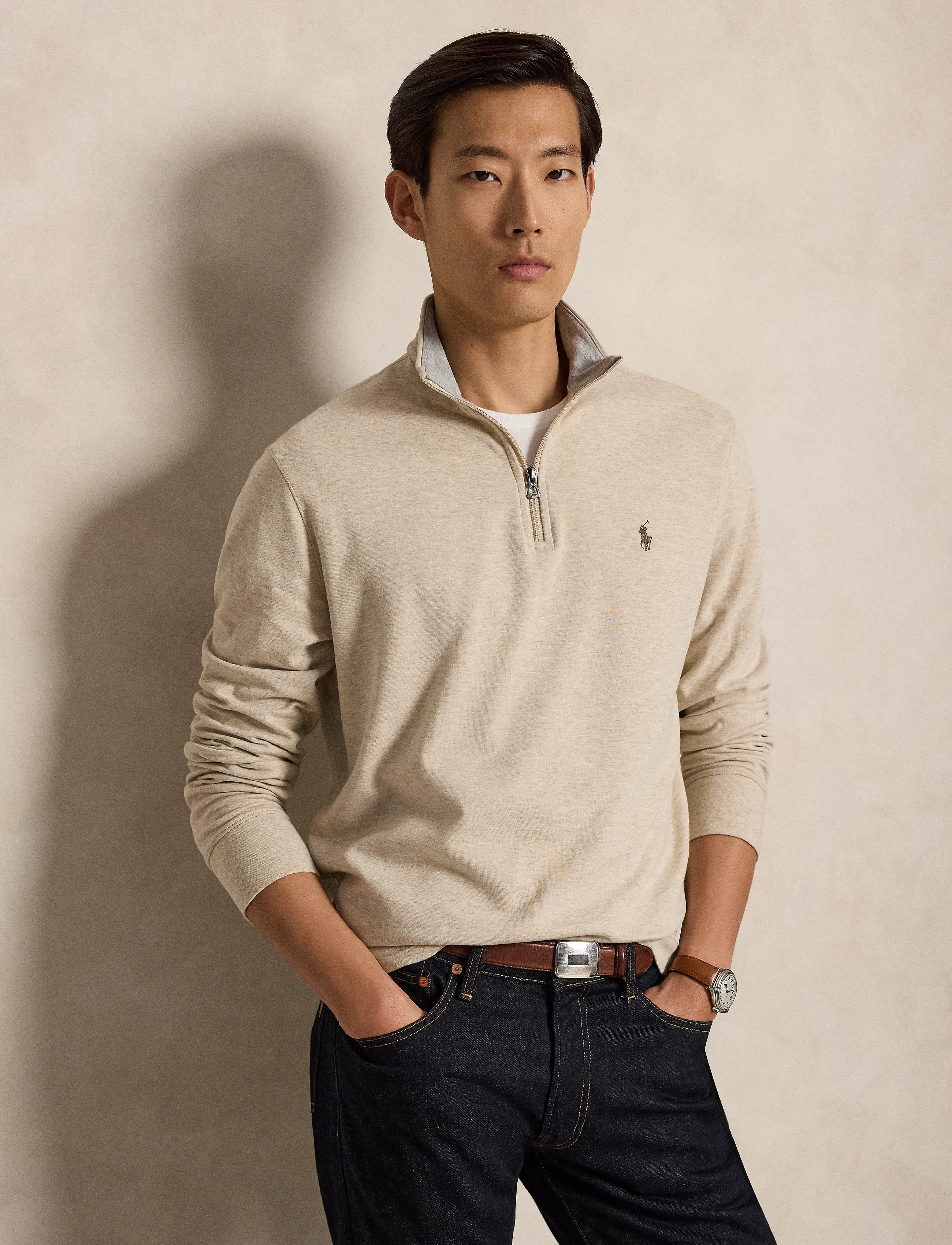 Polo Ralph Lauren Luxury Jersey Quarter-Zip Pullover långärmade t-shirts herr – bild 6