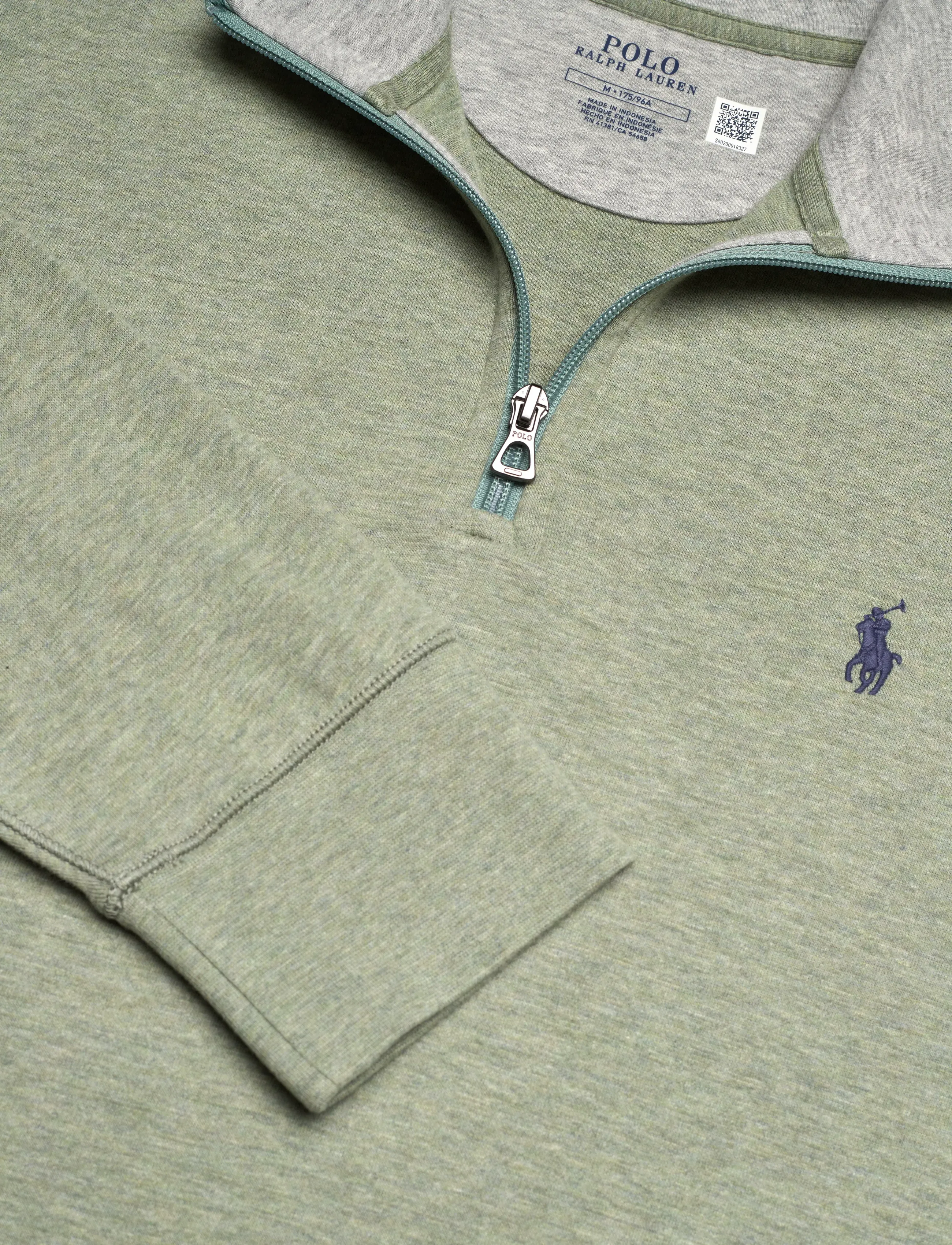 Polo Ralph Lauren - Luxury Jersey Quarter-Zip Pullover - half zip jumpers - greenery heather - 2