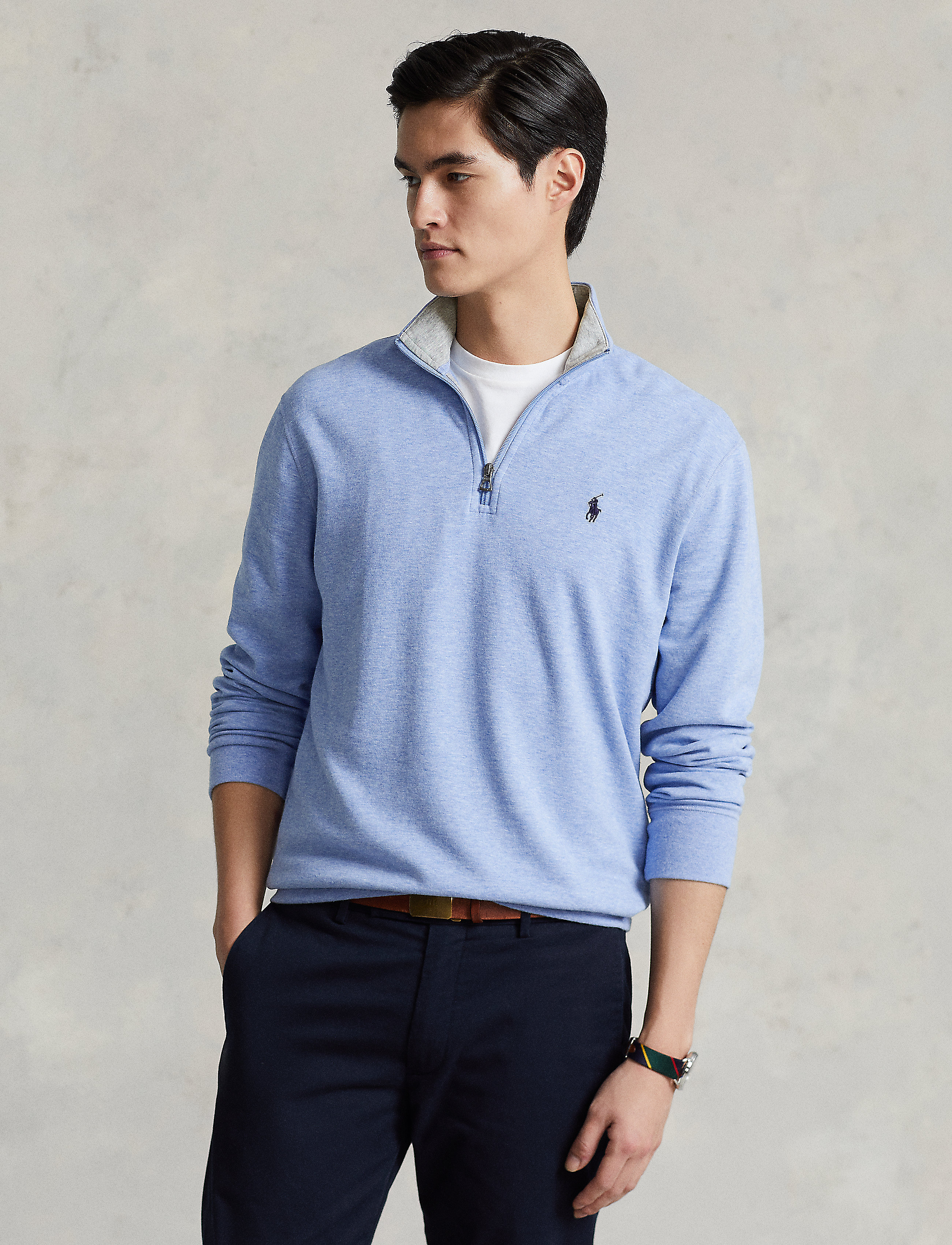 Polo Ralph Lauren DOUBLE KNIT JERSEY-LSL-KNT - Sweatshirts - ISLE HEATHER/C797 / blue