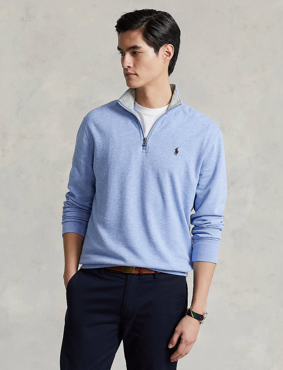 Polo Ralph Lauren - Luxury Jersey Quarter-Zip Pullover - half zip-trøjer - isle heather/c797 - 0