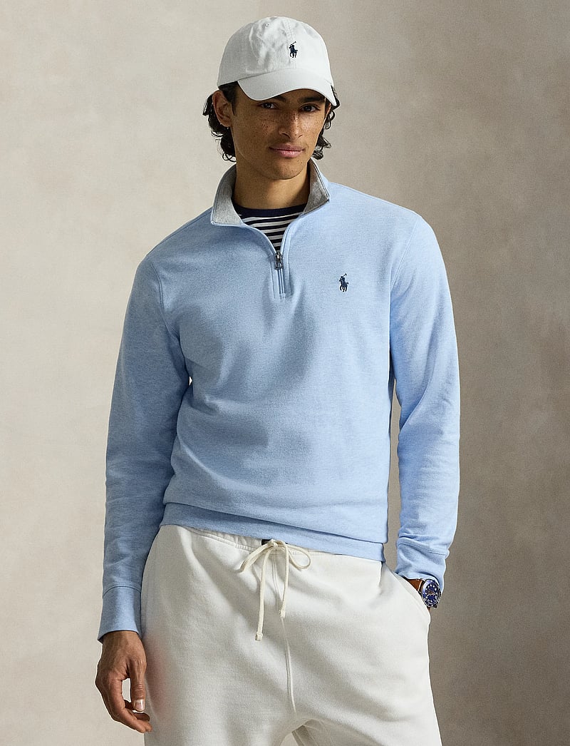 Polo Ralph Lauren - Luxury Jersey Quarter-Zip Pullover - half zip-trøjer - office blue heath - 0