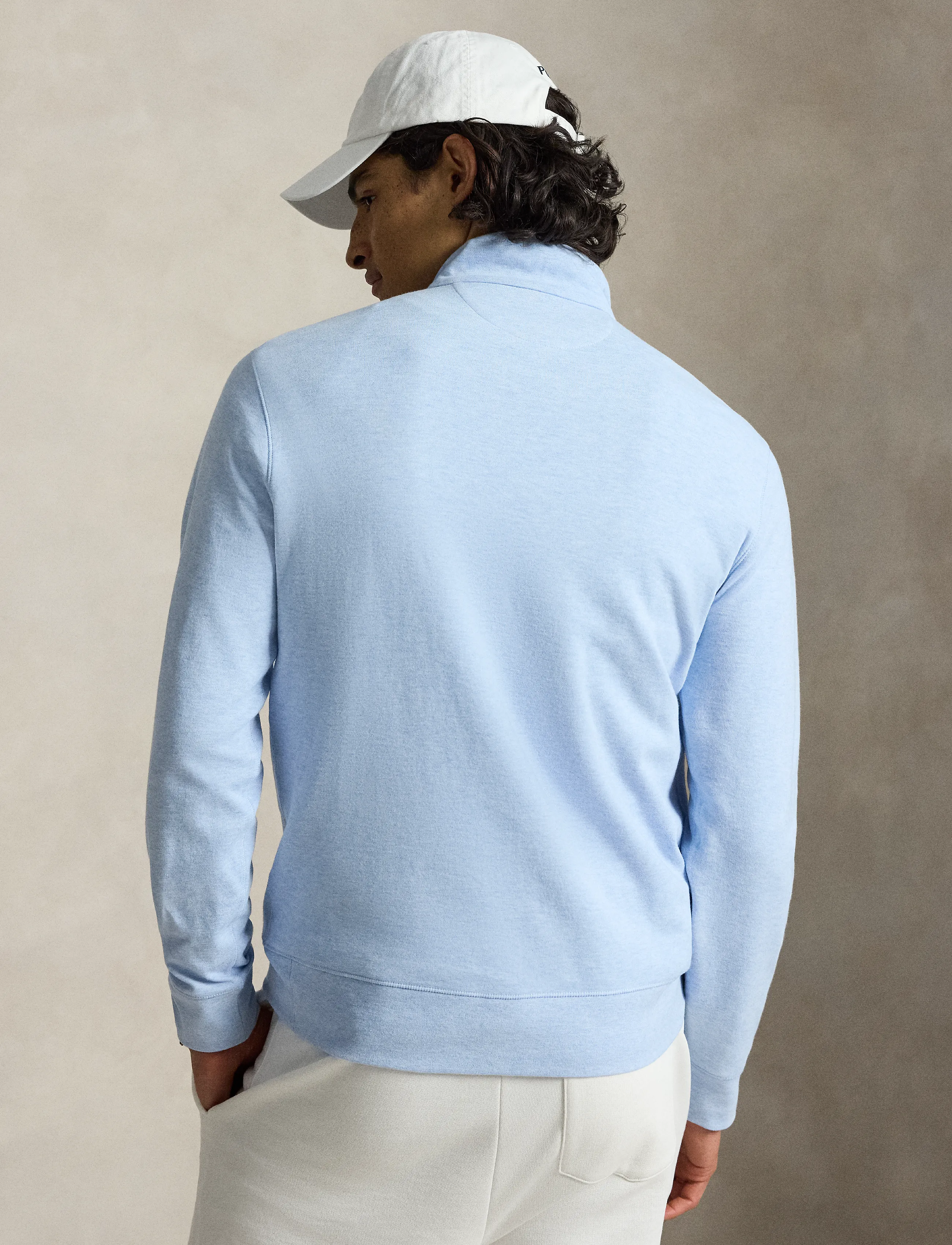 Polo Ralph Lauren - Luxury Jersey Quarter-Zip Pullover - half zip jumpers - office blue heath - 3