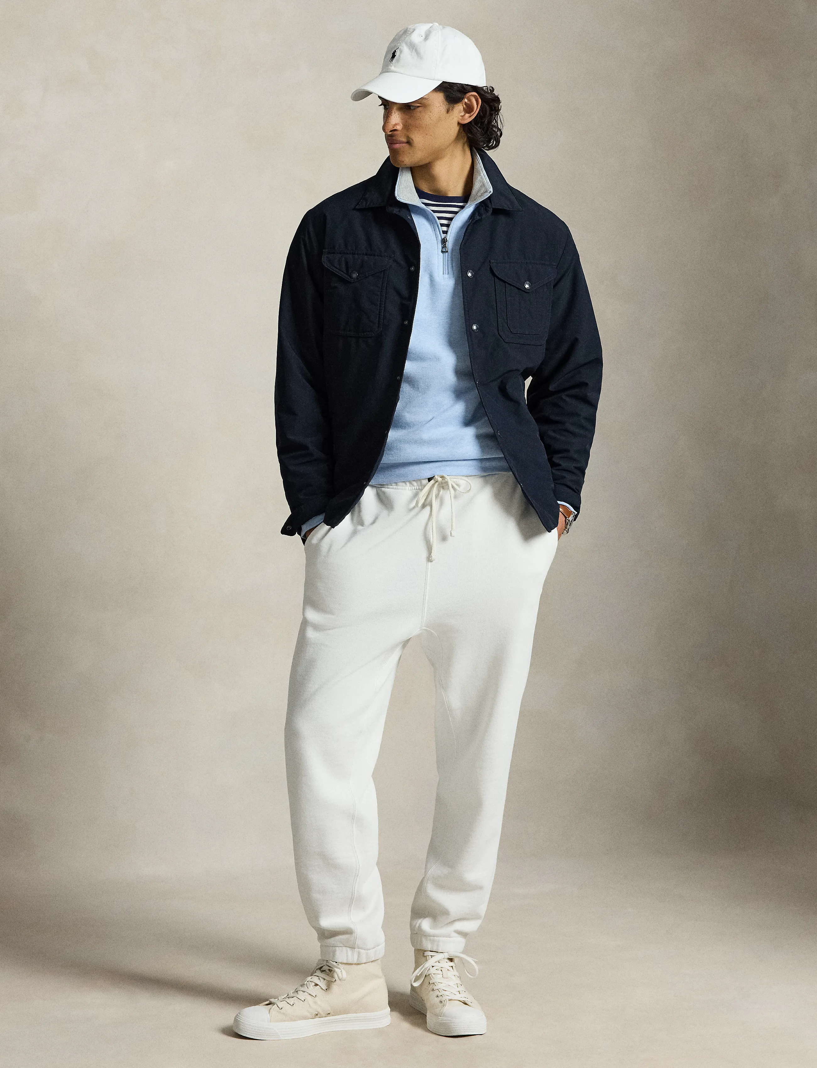 Polo Ralph Lauren - Luxury Jersey Quarter-Zip Pullover - half zip jumpers - office blue heath - 4