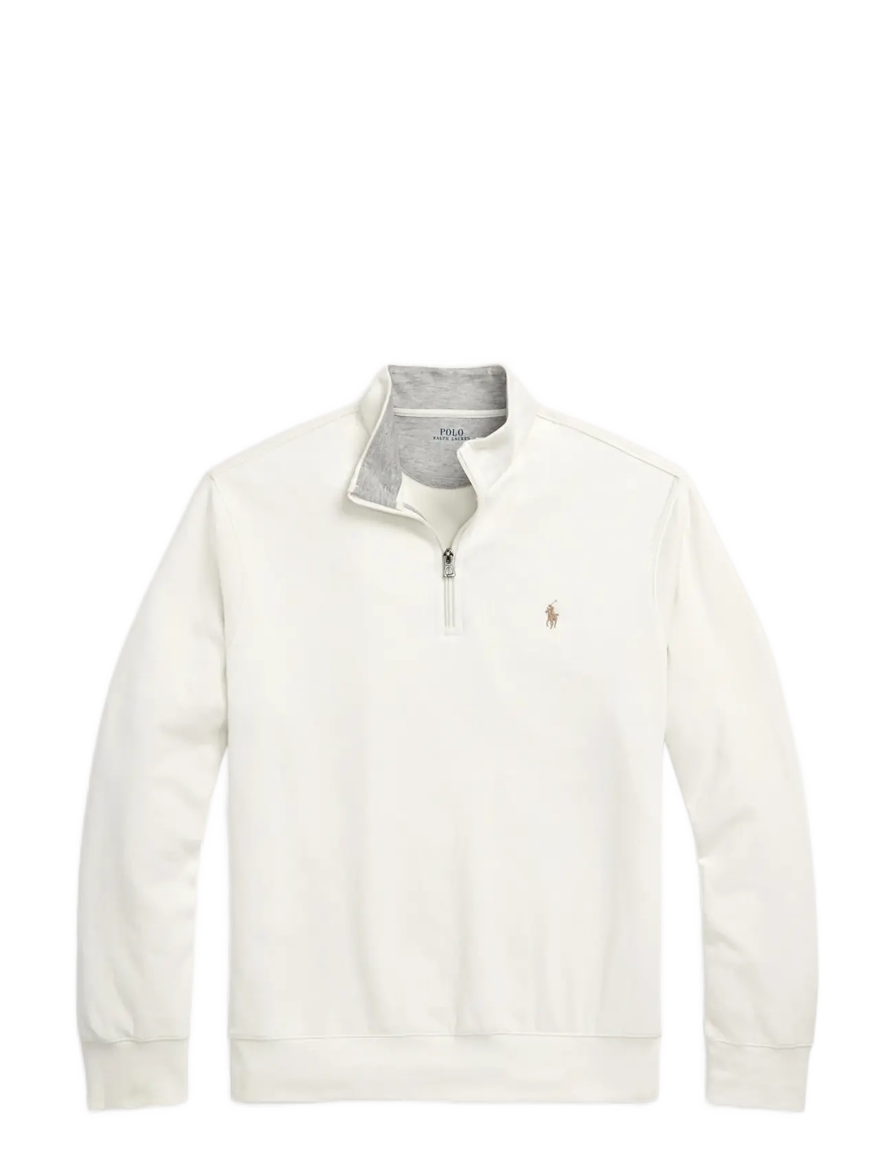 Polo Ralph Lauren Luxury Jersey Quarter-Zip Pullover - Poolokaulus - PARCHMENT CREAM/C / white