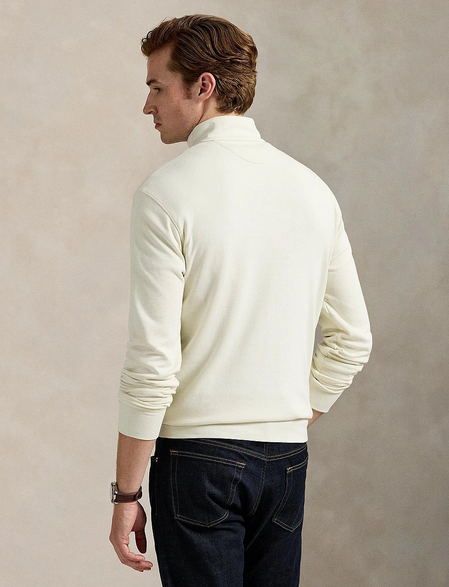 Polo Ralph Lauren - Luxury Jersey Quarter-Zip Pullover - turtleneck - parchment cream/c - 2