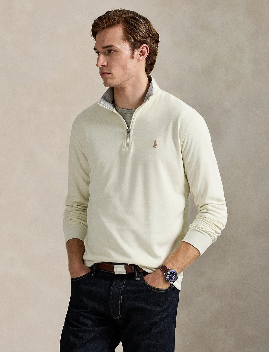 Polo Ralph Lauren - Luxury Jersey Quarter-Zip Pullover - turtleneck - parchment cream/c - 3