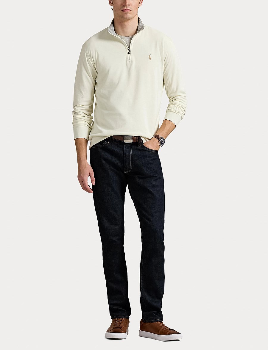 Polo Ralph Lauren - Luxury Jersey Quarter-Zip Pullover - turtleneck - parchment cream/c - 4