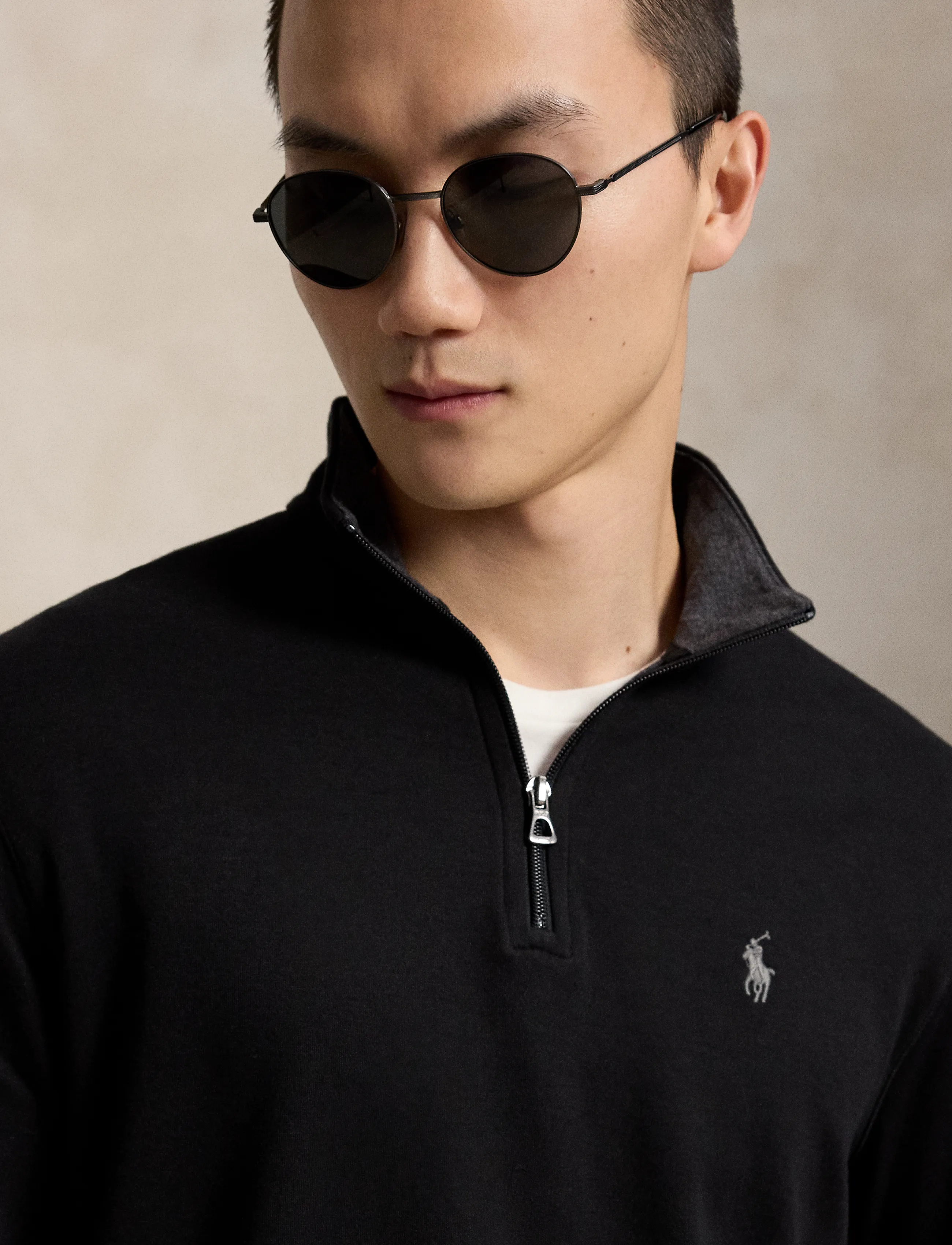 Polo Ralph Lauren - DOUBLE KNIT JERSEY-LSL-KNT - half zip-trøjer - polo black/c9684 - 3