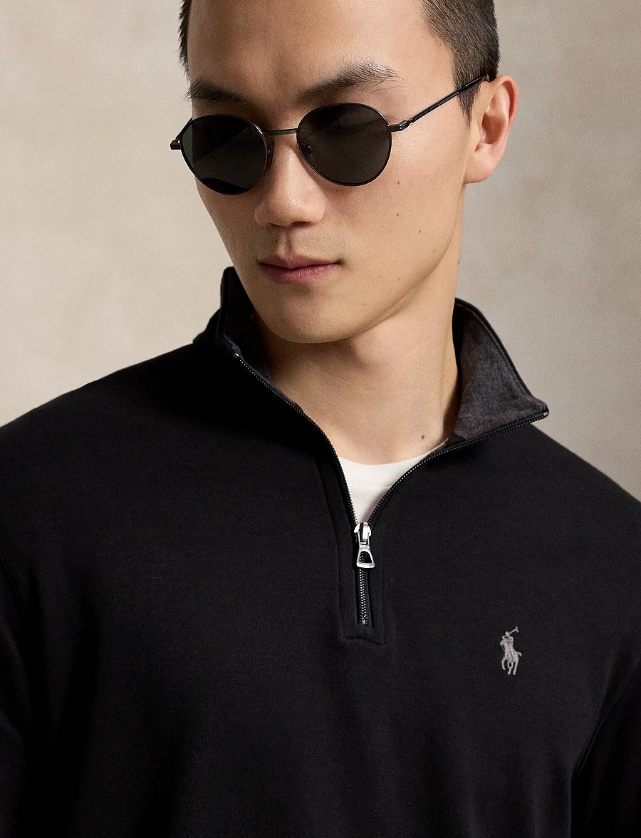 Polo Ralph Lauren - DOUBLE KNIT JERSEY-LSL-KNT - half zip-trøjer - polo black/c9684 - 3