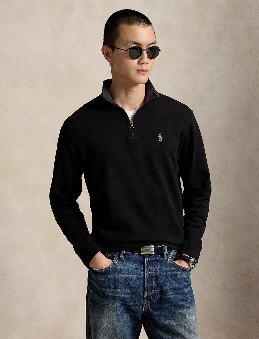 Polo Ralph Lauren - DOUBLE KNIT JERSEY-LSL-KNT - half zip-trøjer - polo black/c9684 - 5