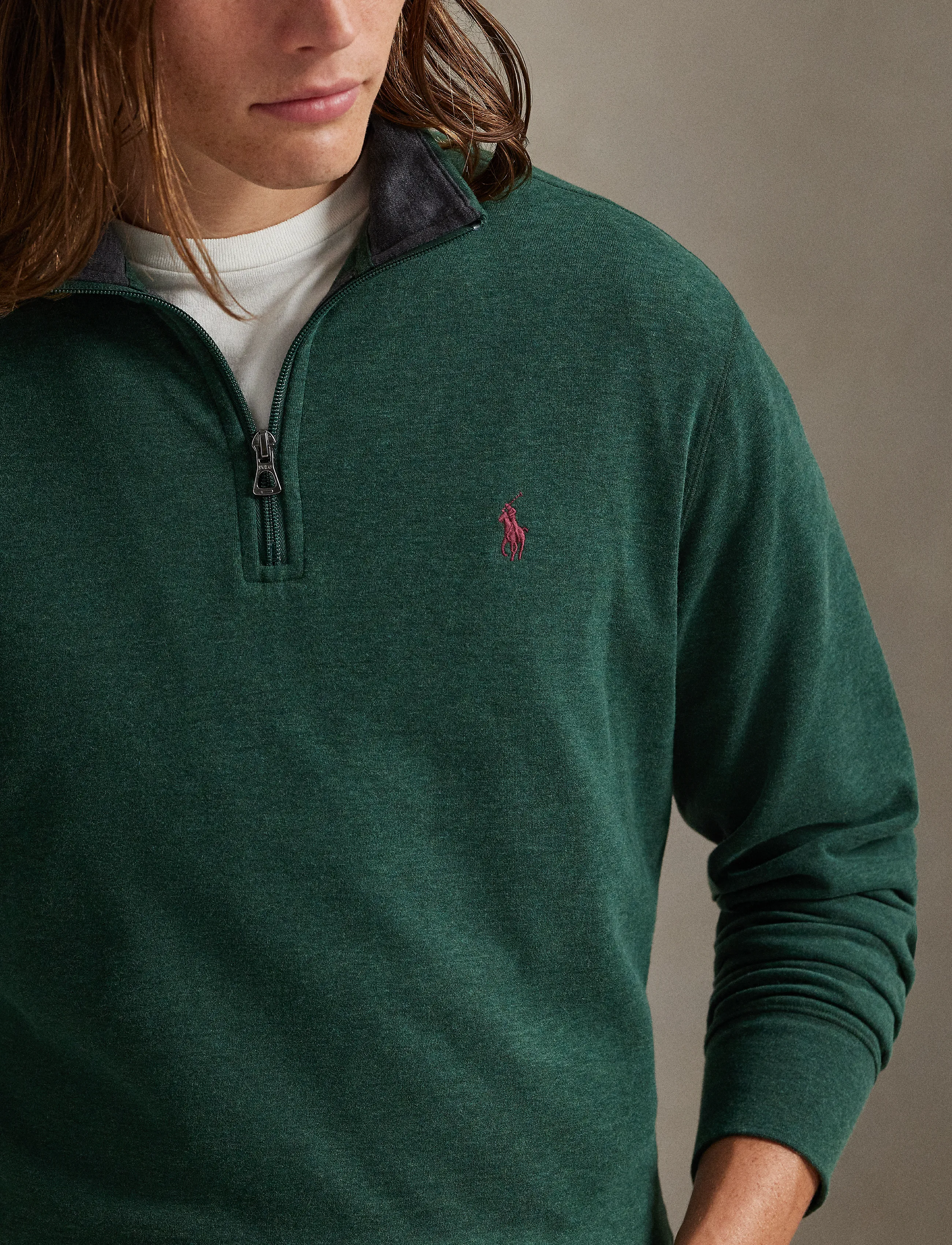 Polo Ralph Lauren - Luxury Jersey Quarter-Zip Pullover - half zip - scotch pine heath - 2