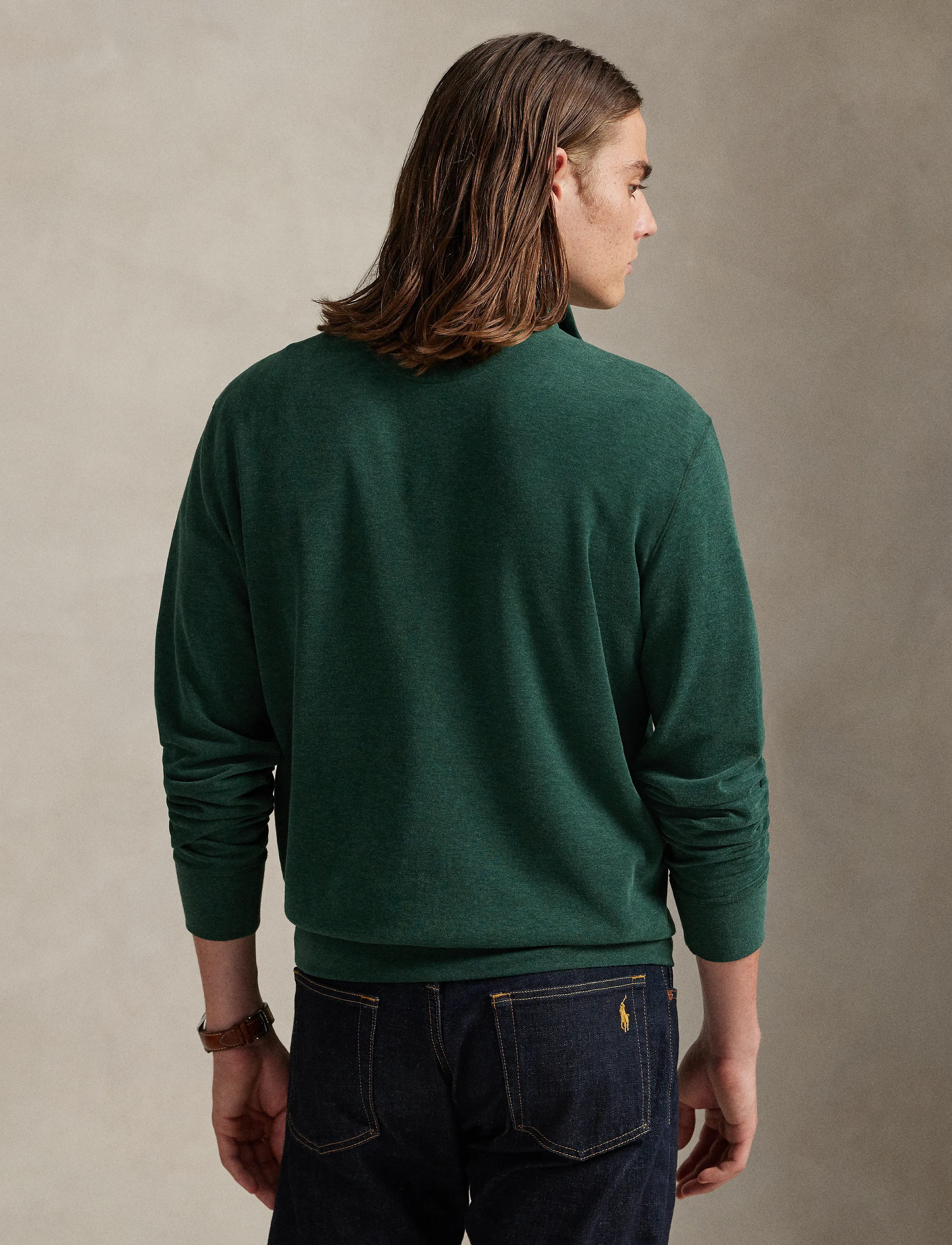 Polo Ralph Lauren - Luxury Jersey Quarter-Zip Pullover - half zip - scotch pine heath - 3