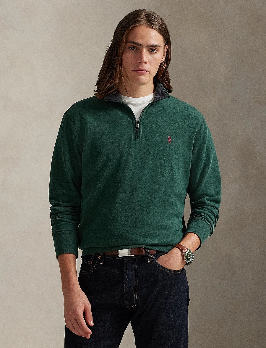 Polo Ralph Lauren - Luxury Jersey Quarter-Zip Pullover - half zip - scotch pine heath - 4