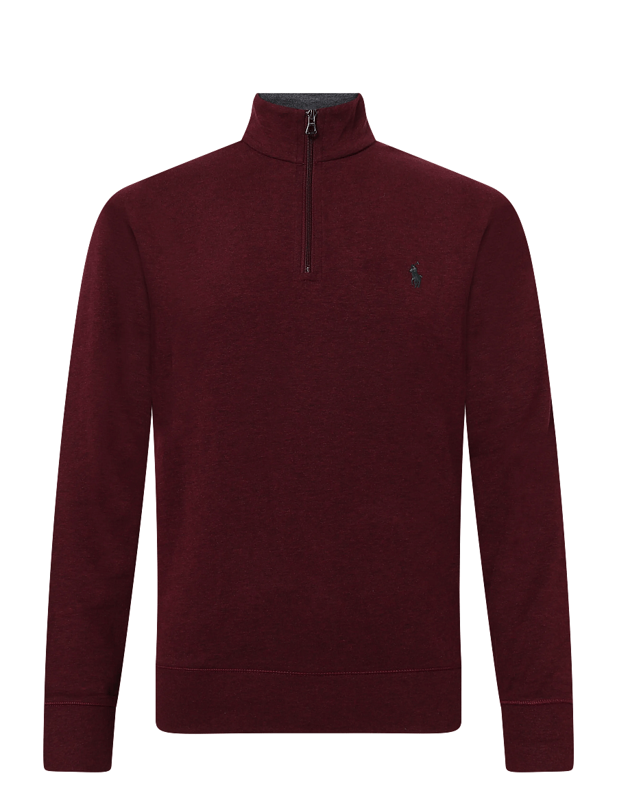 Polo Ralph Lauren - Luxury Jersey Quarter-Zip Pullover - half zip-trøjer - spring wine heath - 0