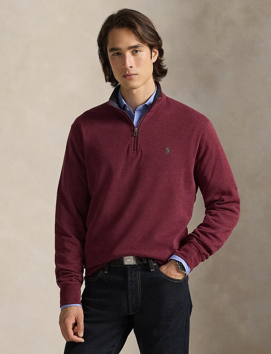 Polo Ralph Lauren - Luxury Jersey Quarter-Zip Pullover - half zip - spring wine heath - 1