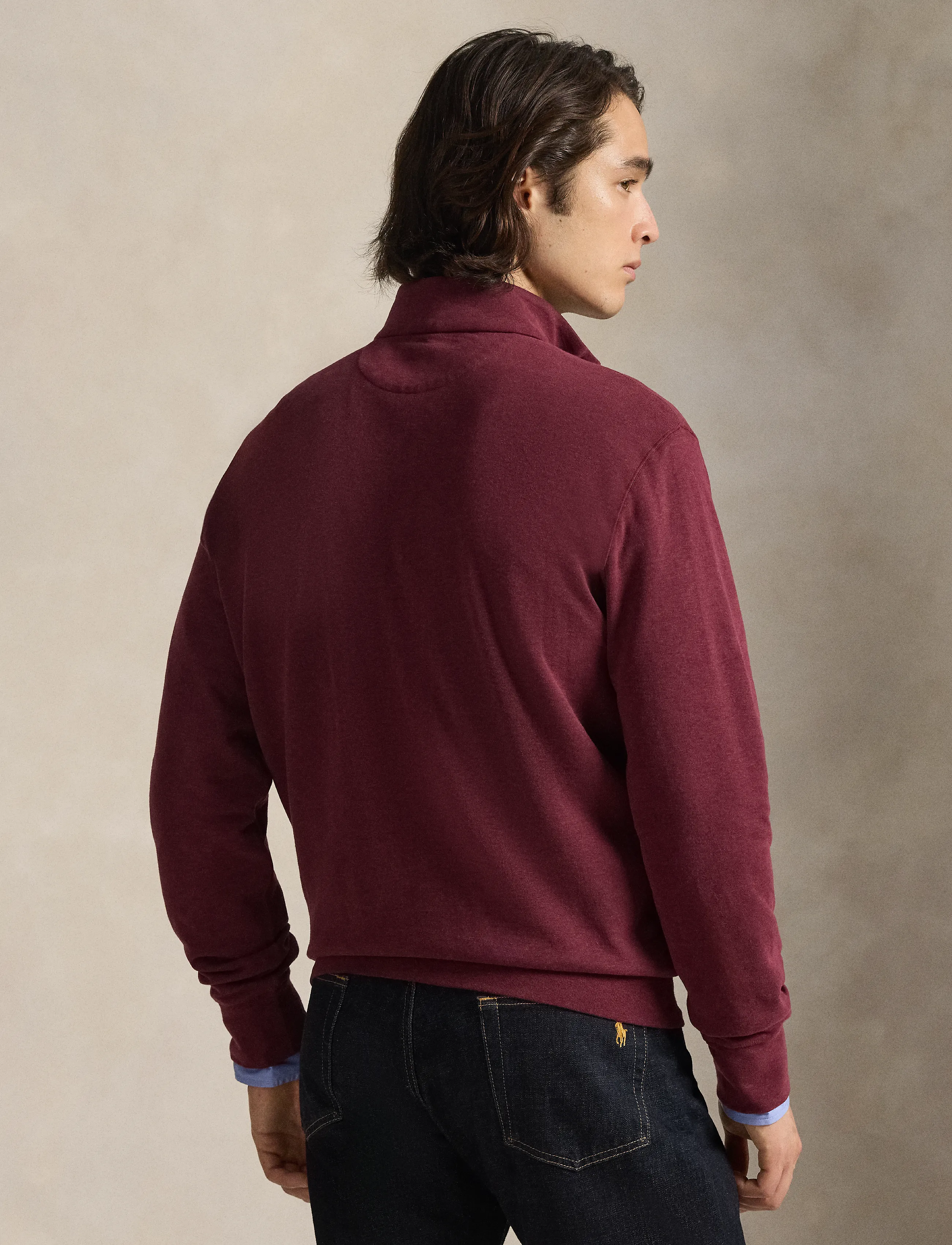 Polo Ralph Lauren - Luxury Jersey Quarter-Zip Pullover - half zip - spring wine heath - 2