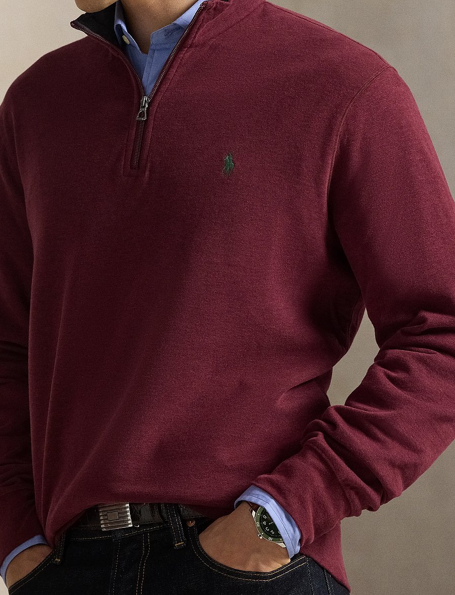 Polo Ralph Lauren - Luxury Jersey Quarter-Zip Pullover - half zip - spring wine heath - 4