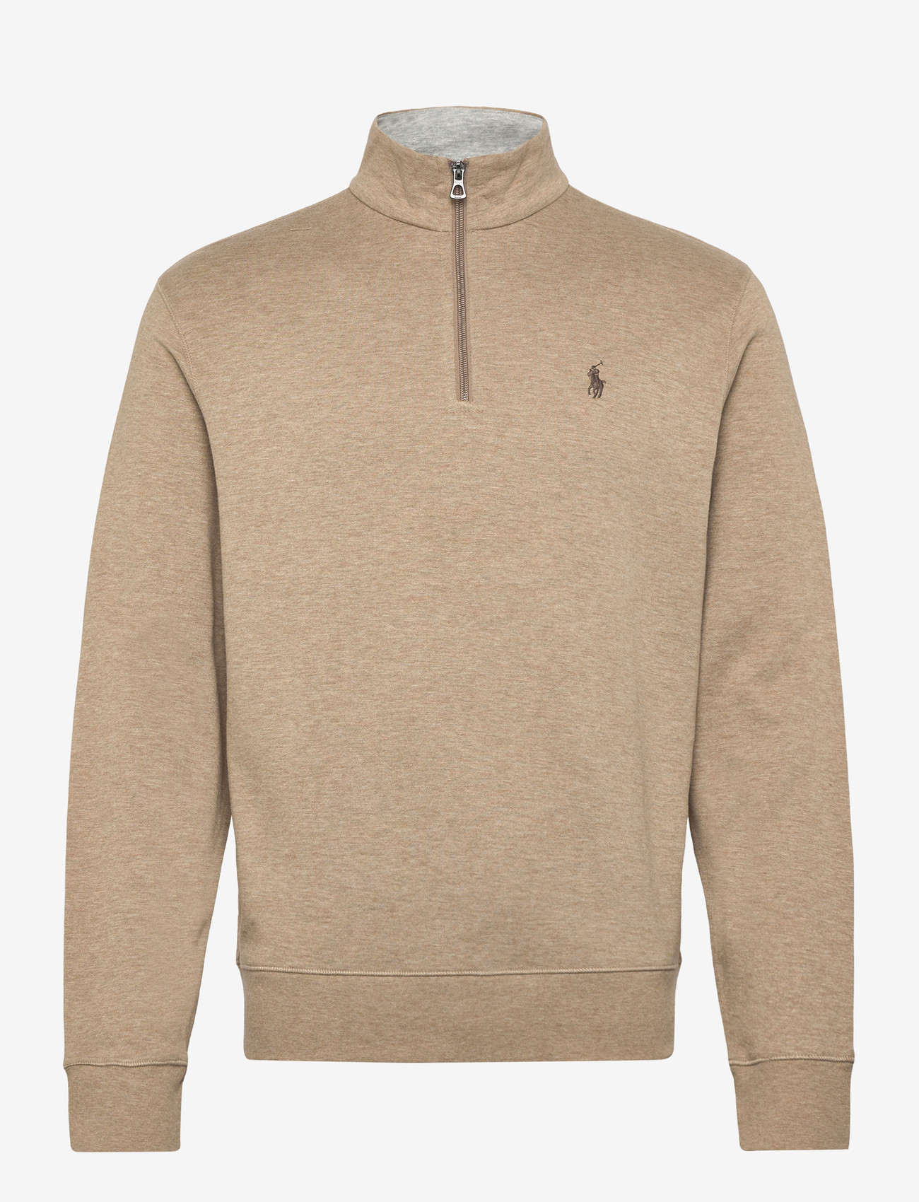 Polo Ralph Lauren - Luxury Jersey Quarter-Zip Pullover - half zip - warm brown heathe - 0