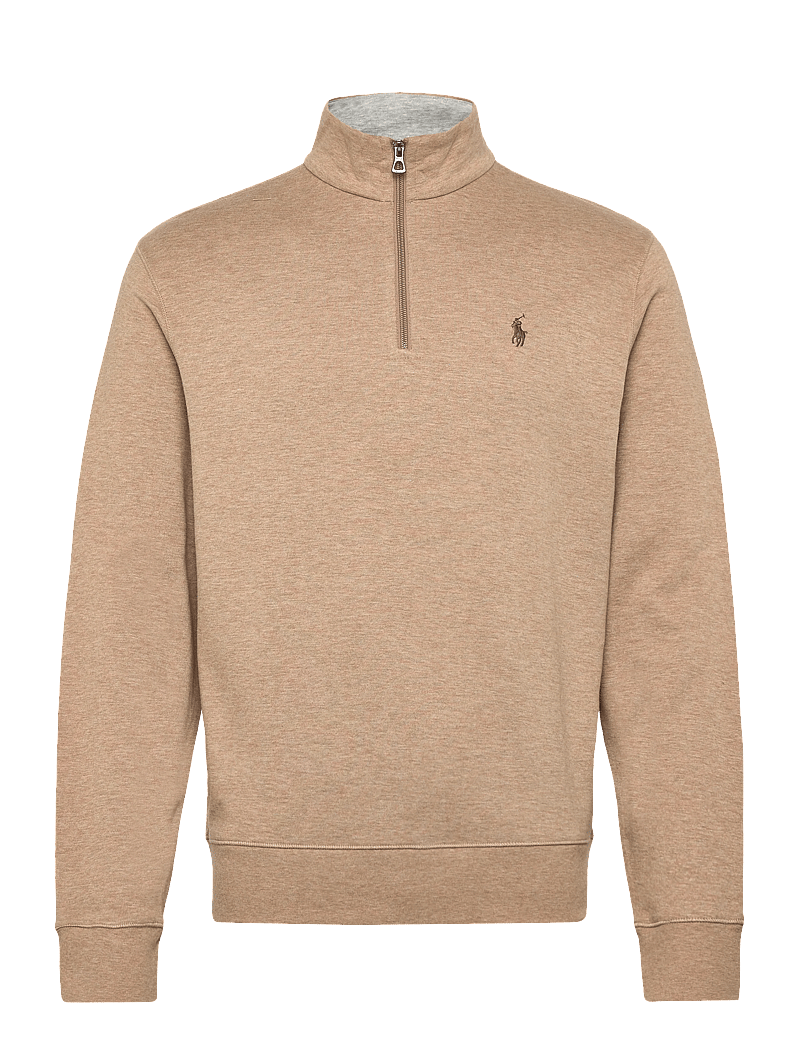 Polo Ralph Lauren - Luxury Jersey Quarter-Zip Pullover - half zip - warm brown heathe - 0