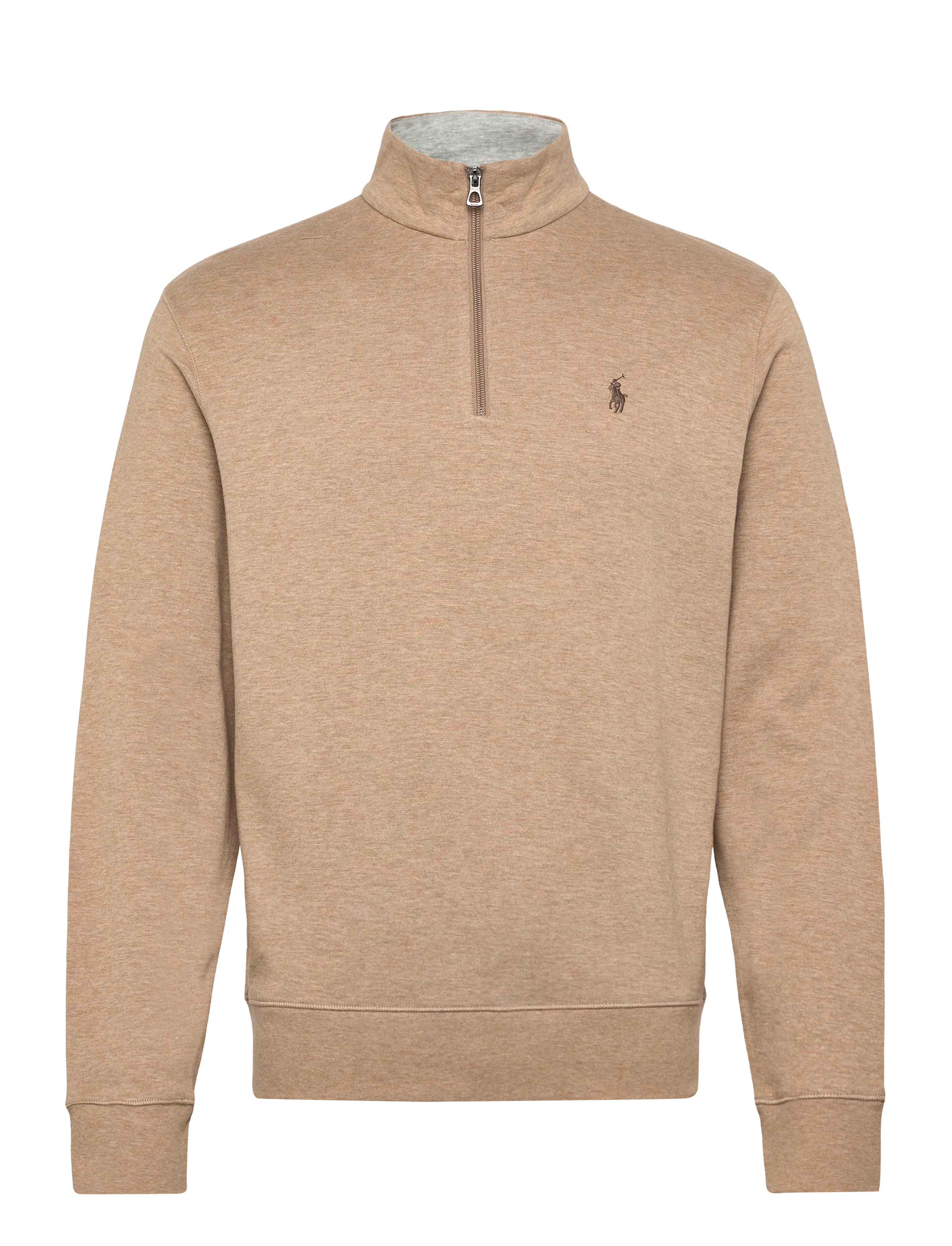 Polo Ralph Lauren Luxury Jersey Quarter-Zip Pullover - Poolokaulus - WARM BROWN HEATHE / brown