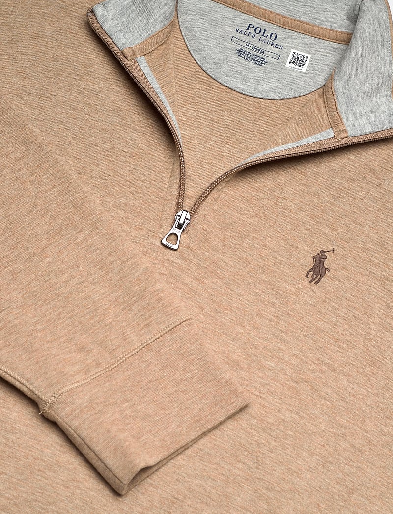 Polo Ralph Lauren - Luxury Jersey Quarter-Zip Pullover - half zip - warm brown heathe - 2