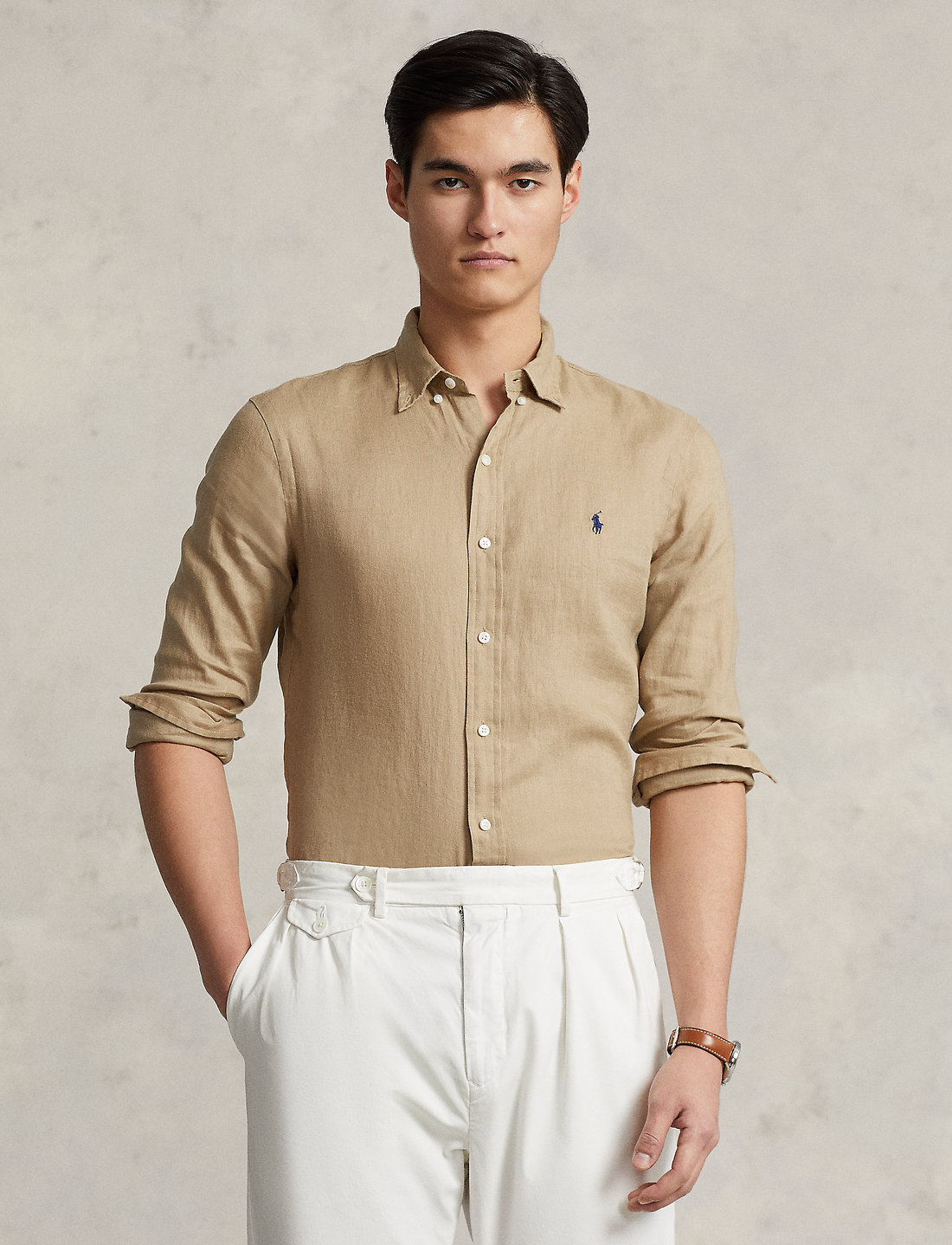 Polo ralph lauren slim fit linen shirt best sale