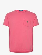 Classic Fit Cotton-Linen Pocket T-Shirt - PALE RED