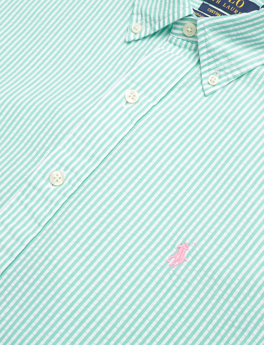 Polo Ralph Lauren - Custom Fit Striped Seersucker Shirt - 2604j keywest gre - 3