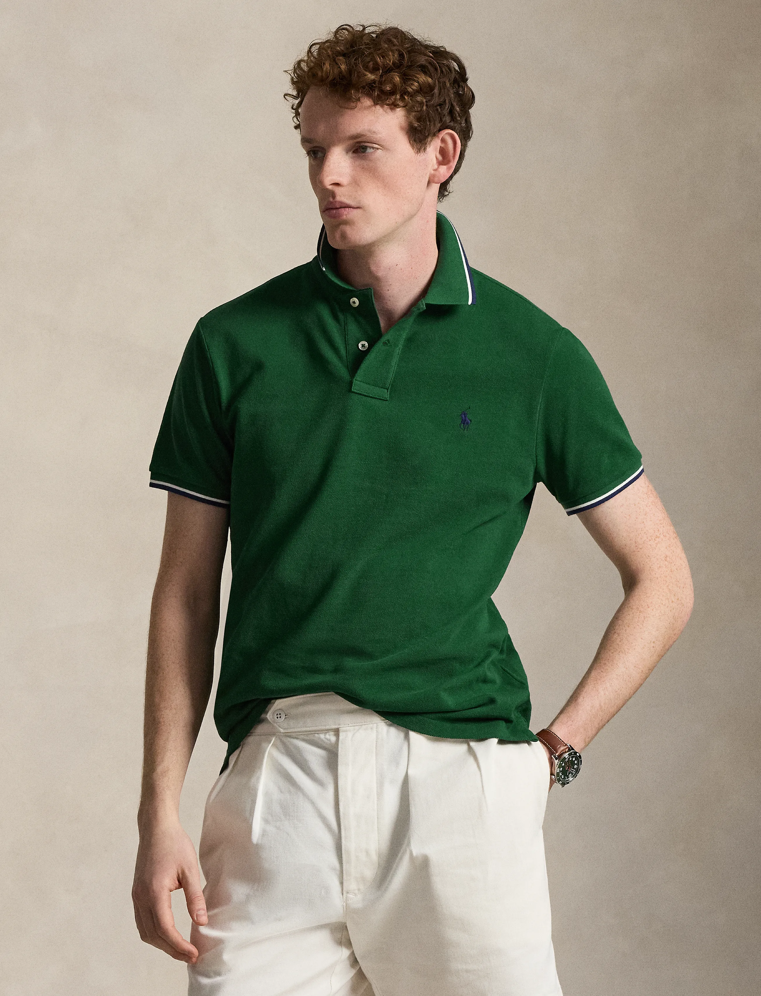 Polo Ralph Lauren - Custom Slim Fit Mesh Polo Shirt - kortærmede poloer - new forest/c7927 - 2