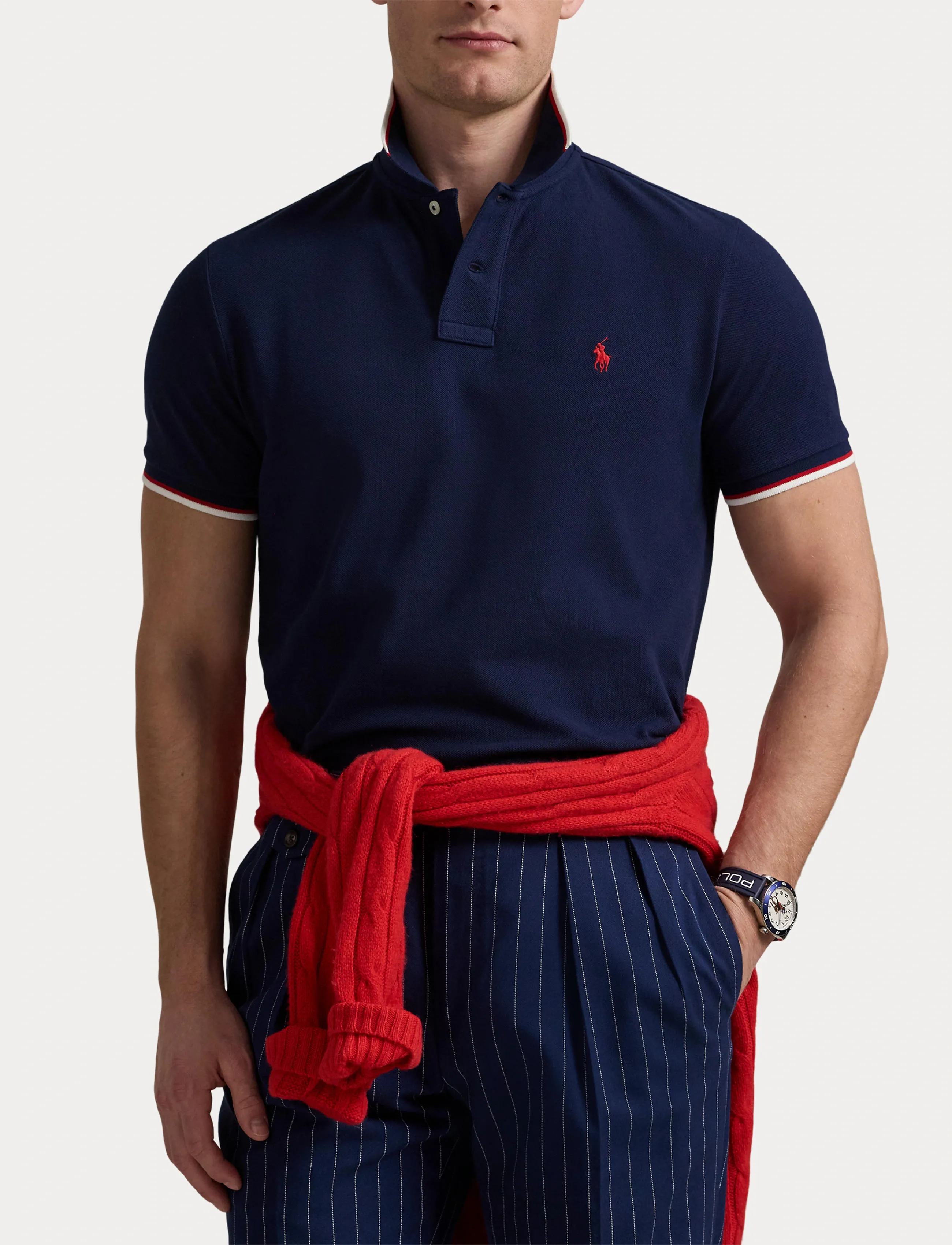 Polo Ralph Lauren - Custom Slim Fit Mesh Polo Shirt - short-sleeved polos - newport navy/c387 - 5