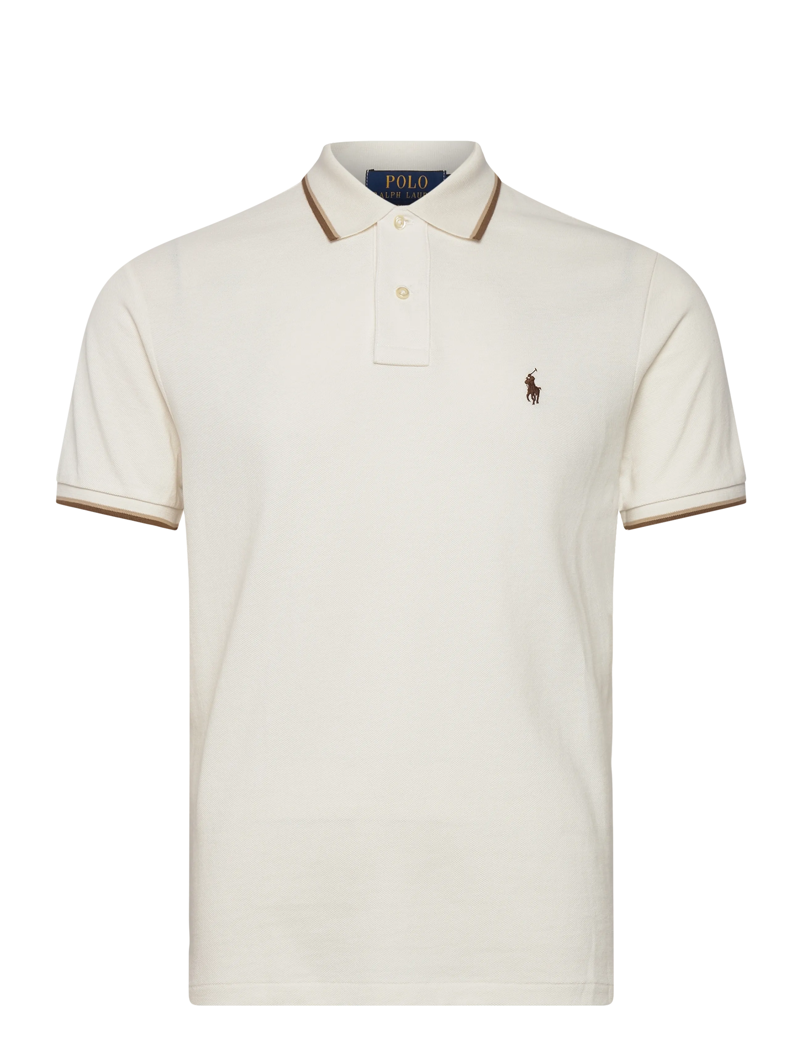 Polo Ralph Lauren Custom Slim Fit Mesh Polo Shirt - 4 for 3 - PALE CREAM/C8970 / brown