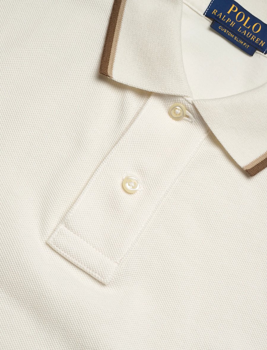 Polo Ralph Lauren - Custom Slim Fit Mesh Polo Shirt - kortermede - pale cream/c8970 - 2