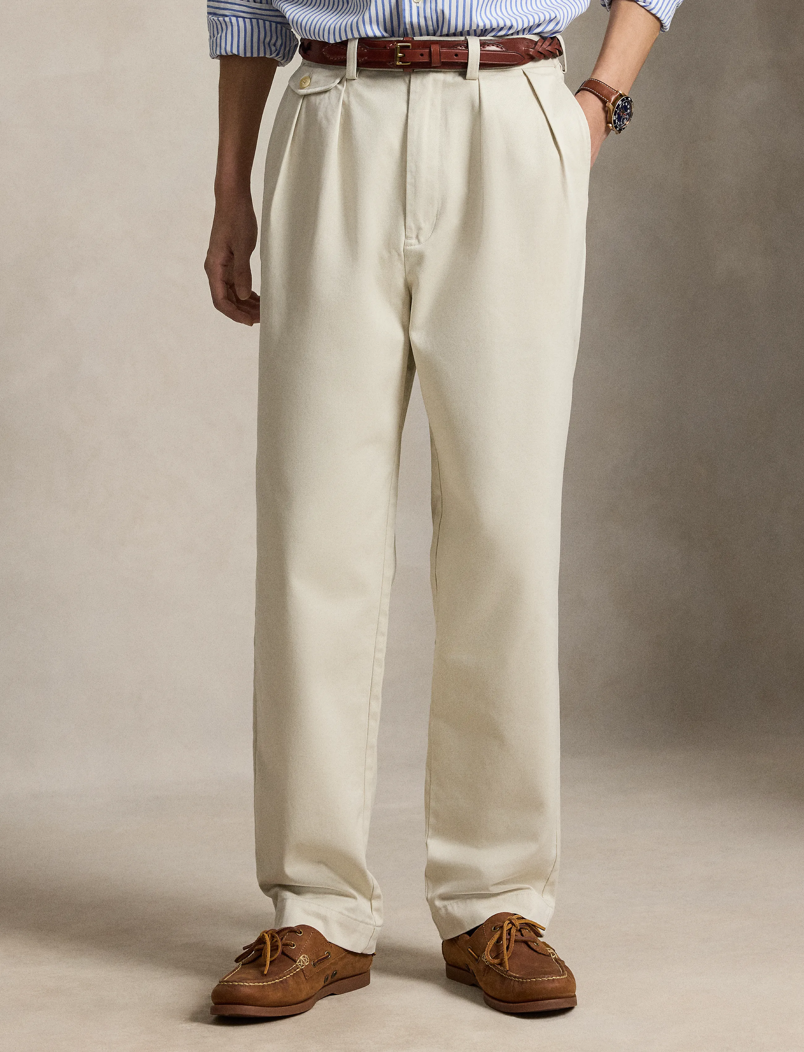 Polo Ralph Lauren Whitman Relaxed Fit Pleated Chino Pant - Chinos - NEW STONE / beige