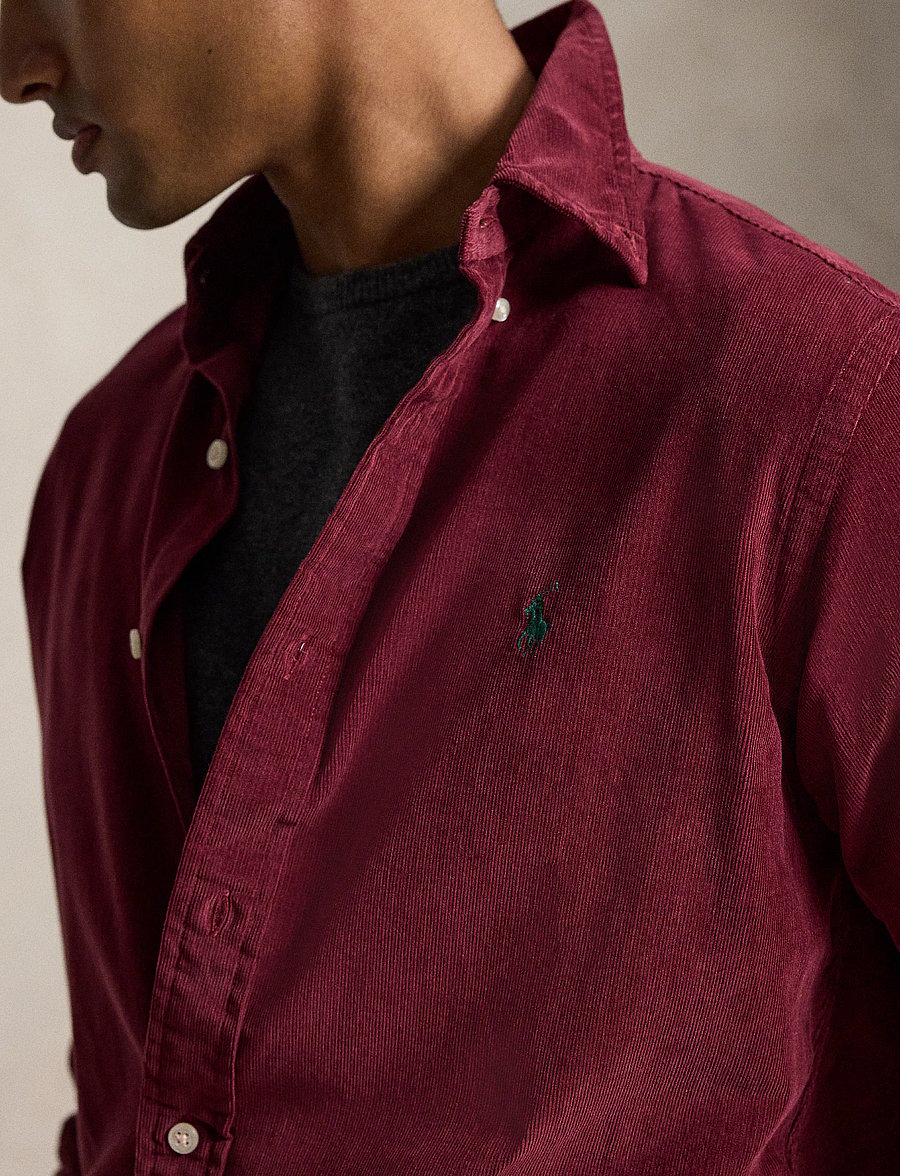Polo Ralph Lauren - Custom Fit Corduroy Shirt - corduroy shirts - classic wine w/pi - 4
