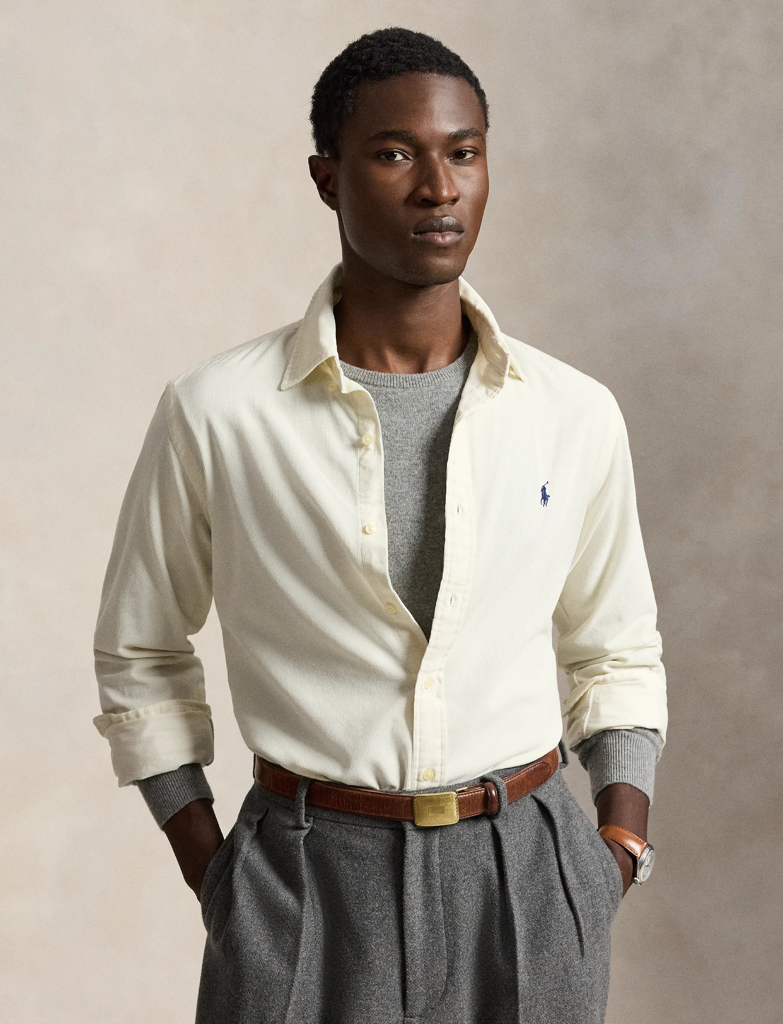 Polo Ralph Lauren Custom Fit Corduroy Shirt - Shirts - CLUBHOUSE CREAM / cream