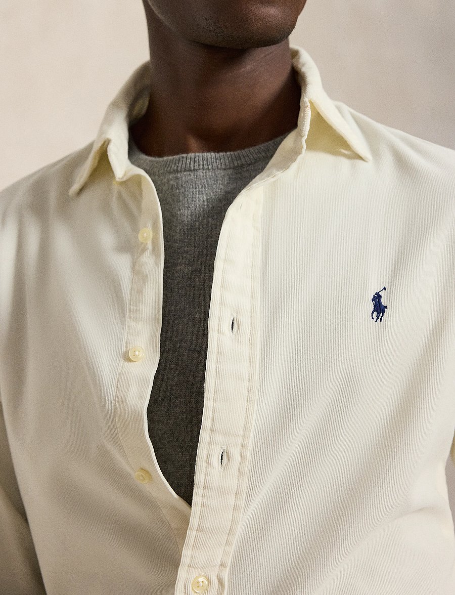 Polo Ralph Lauren - Custom Fit Corduroy Shirt - manchesterskjortor - clubhouse cream - 4