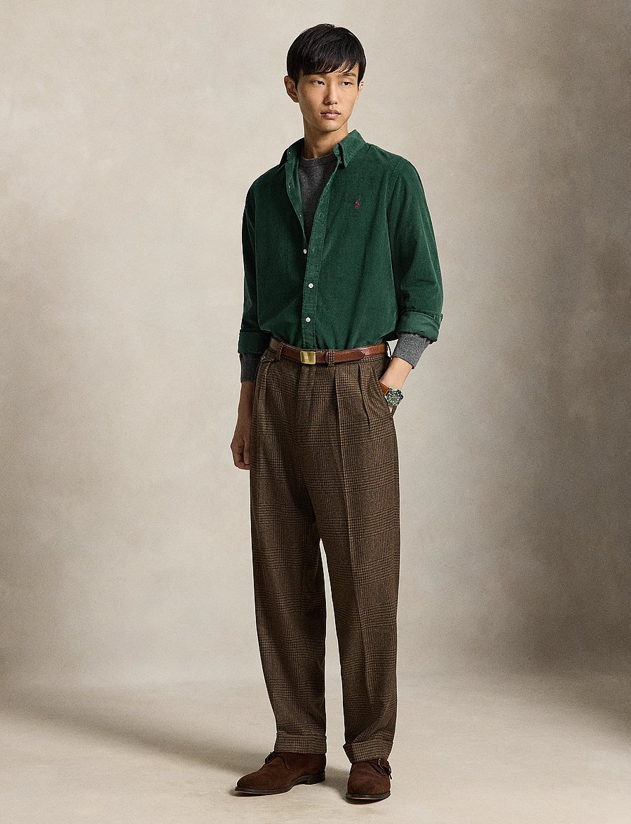 Polo Ralph Lauren - Custom Fit Corduroy Shirt - corduroy shirts - moss agate w/wine - 4