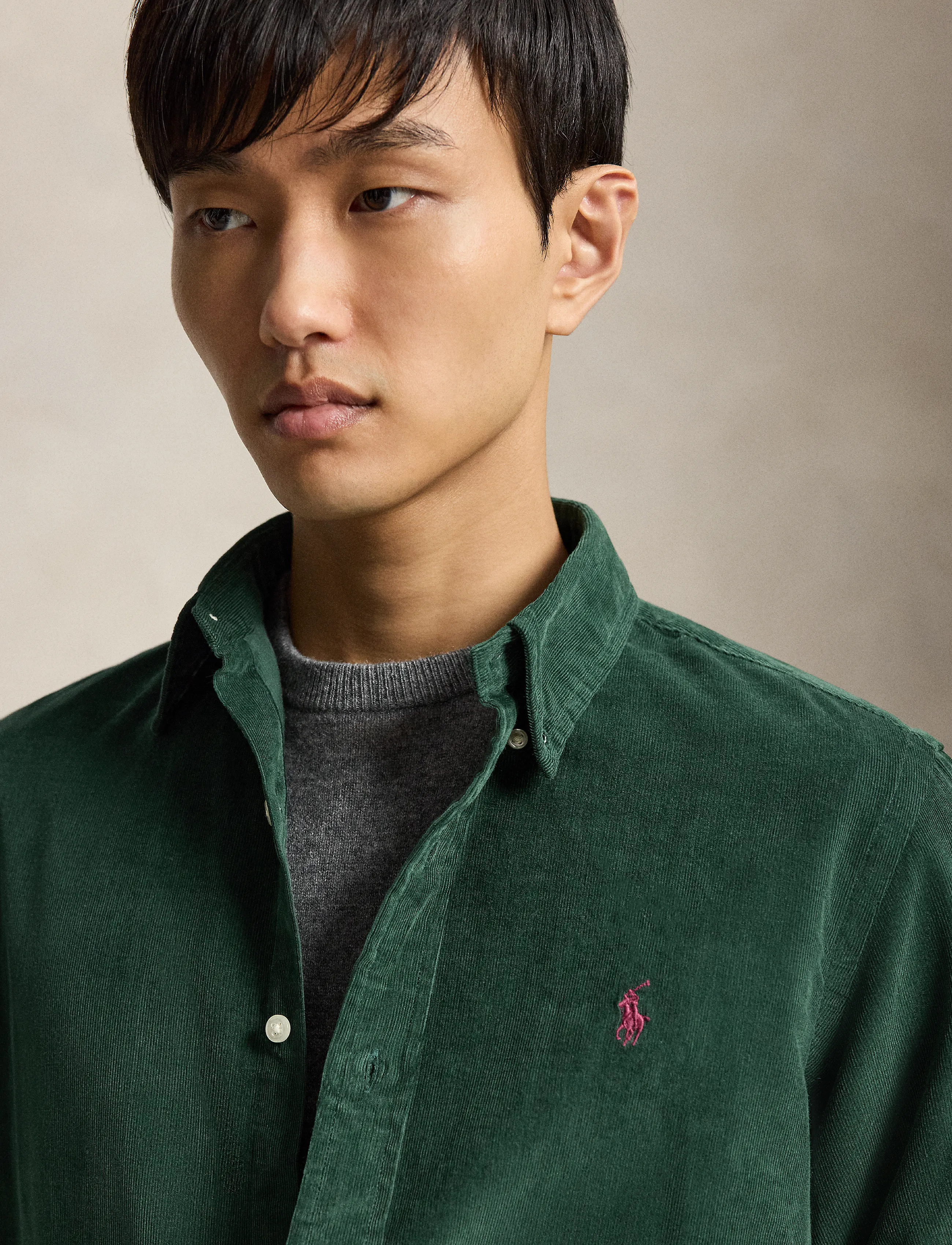 Polo Ralph Lauren - Custom Fit Corduroy Shirt - cordhemden - moss agate w/wine - 5