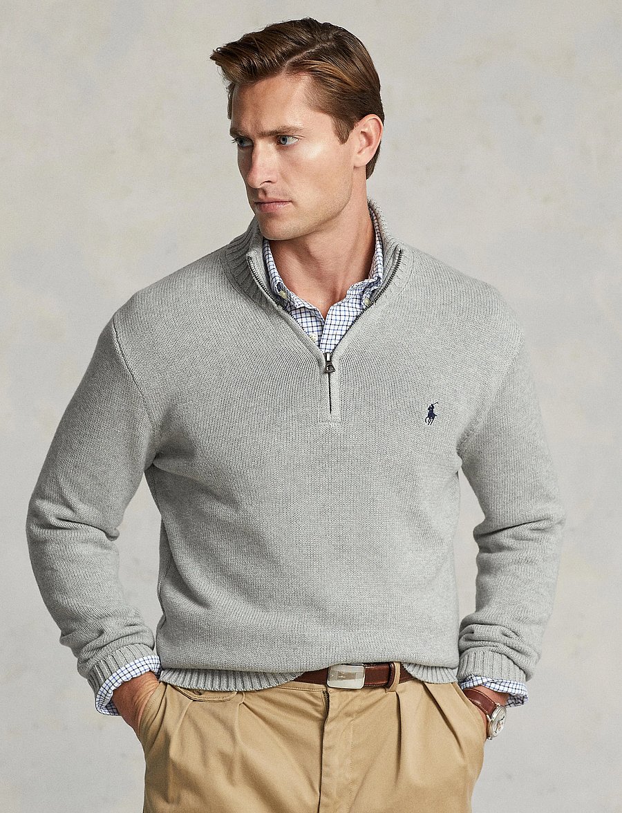 Polo Ralph Lauren - 21/2 COTTON-LSL-PLO - pullover mit halbem reißverschluss - andover heather - 0