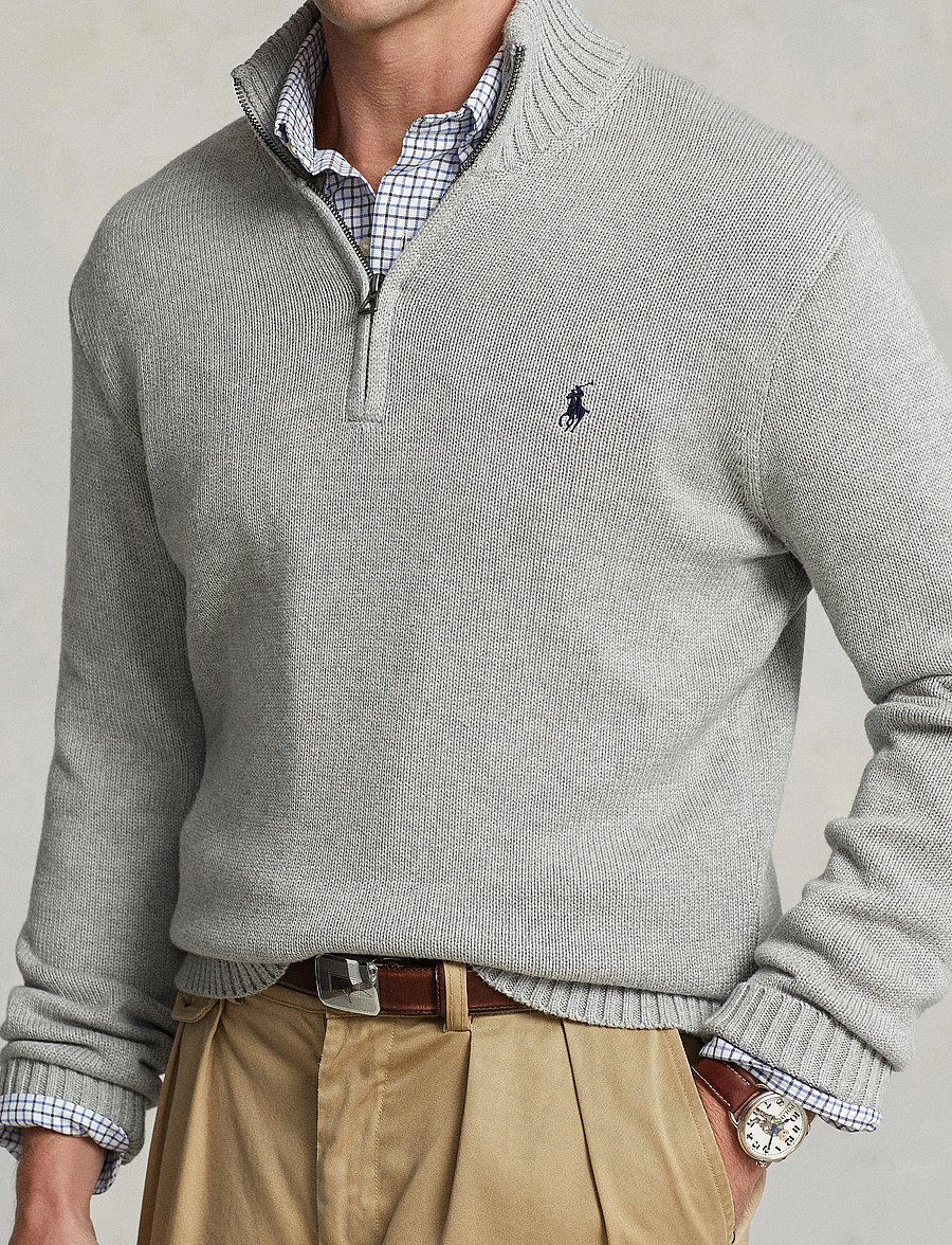 Polo Ralph Lauren - 21/2 COTTON-LSL-PLO - pullover mit halbem reißverschluss - andover heather - 4